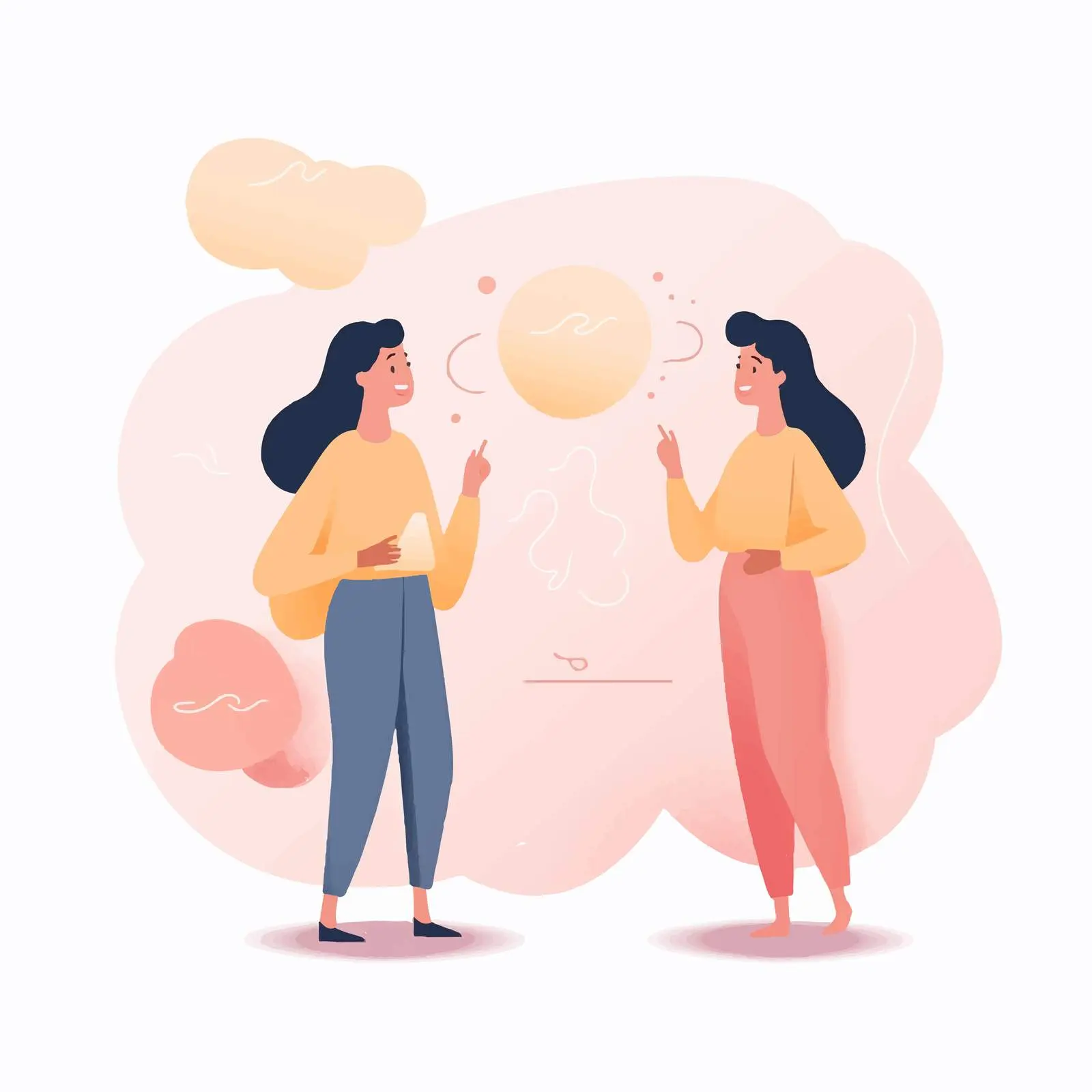 Women with Empty Speech Bubbles Vector Illustration — free download from Dotvec