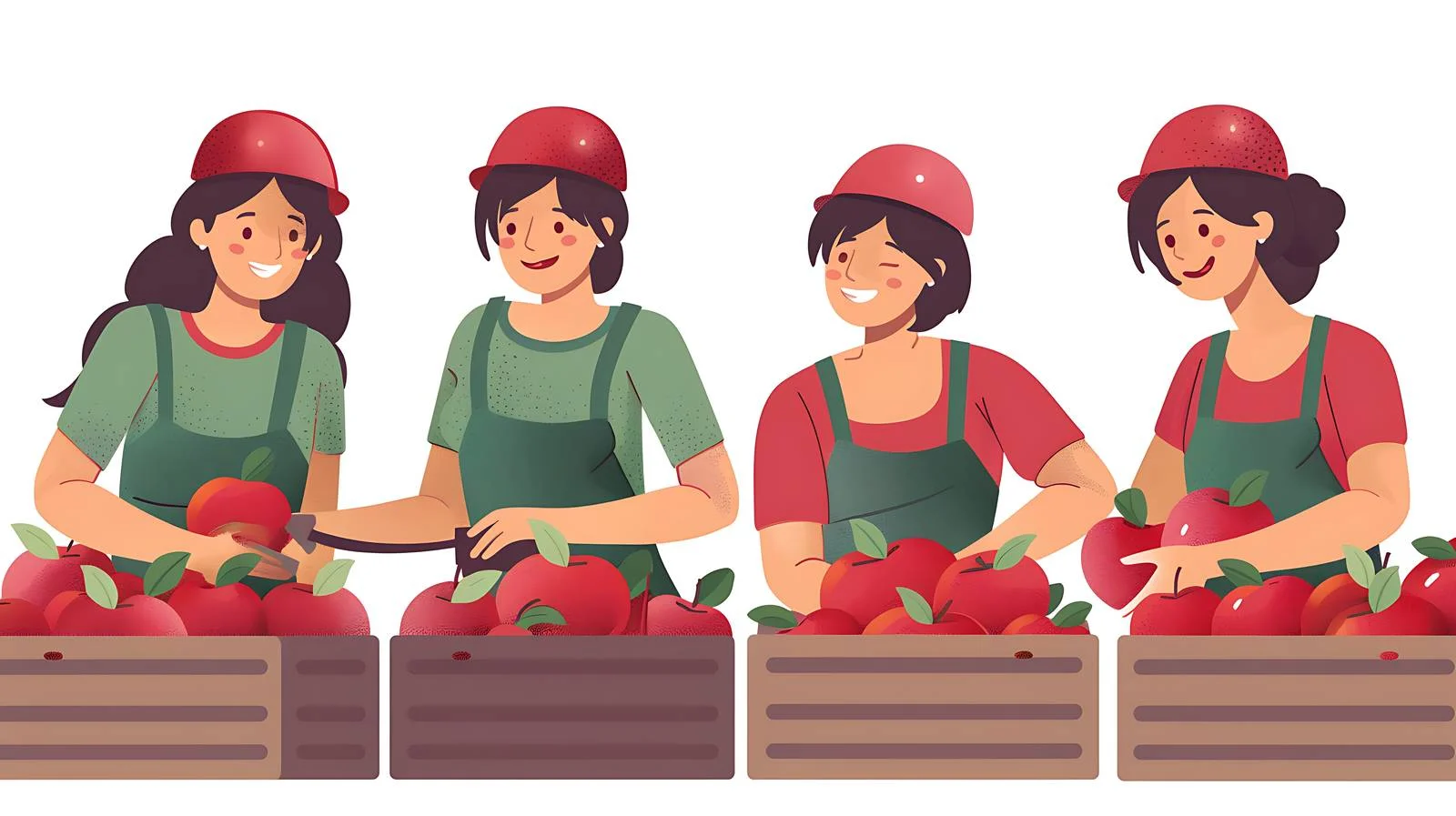 Women in Apple Factory Production Line — free download from Dotvec