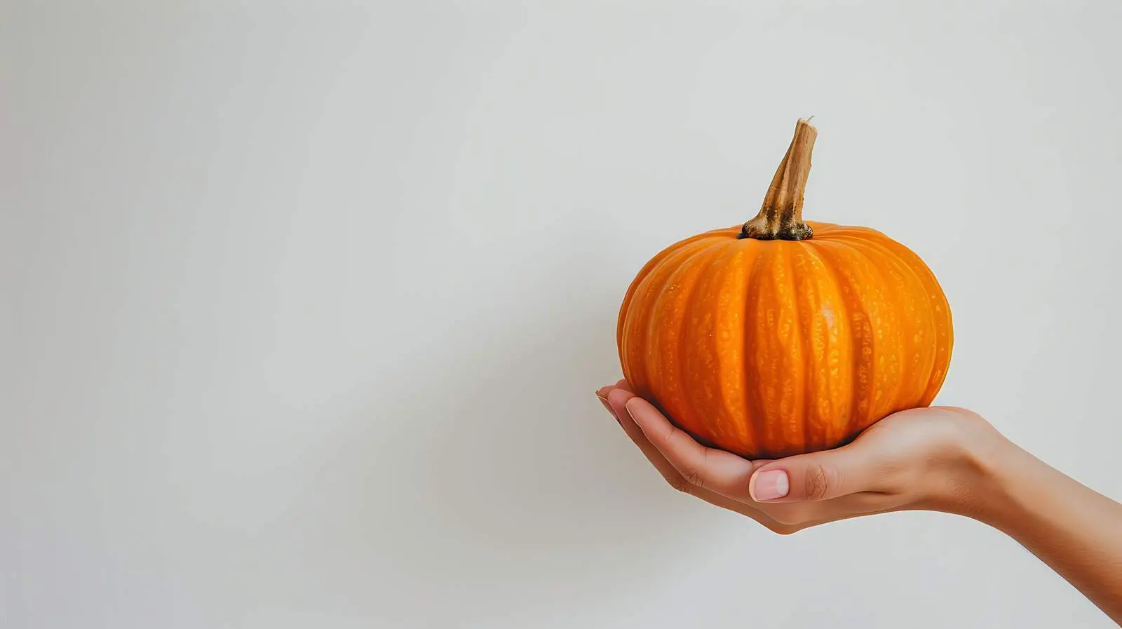 Woman Holding Decorative Pumpkin on White Background — free download from Dotvec