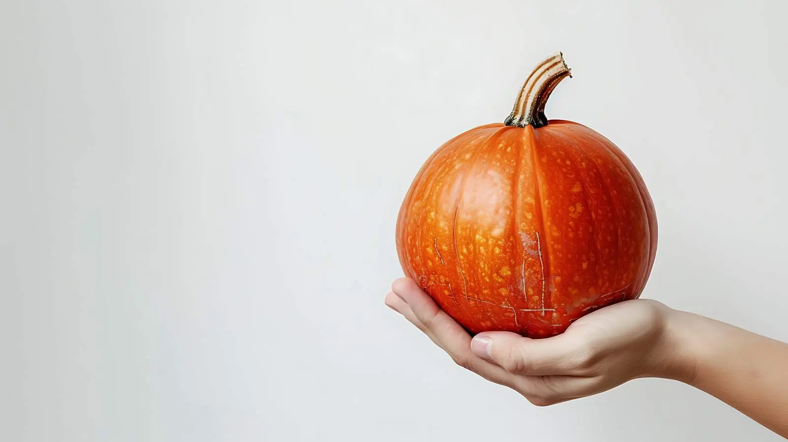 Woman Holding Decorative Pumpkin Over White Background — free download from Dotvec