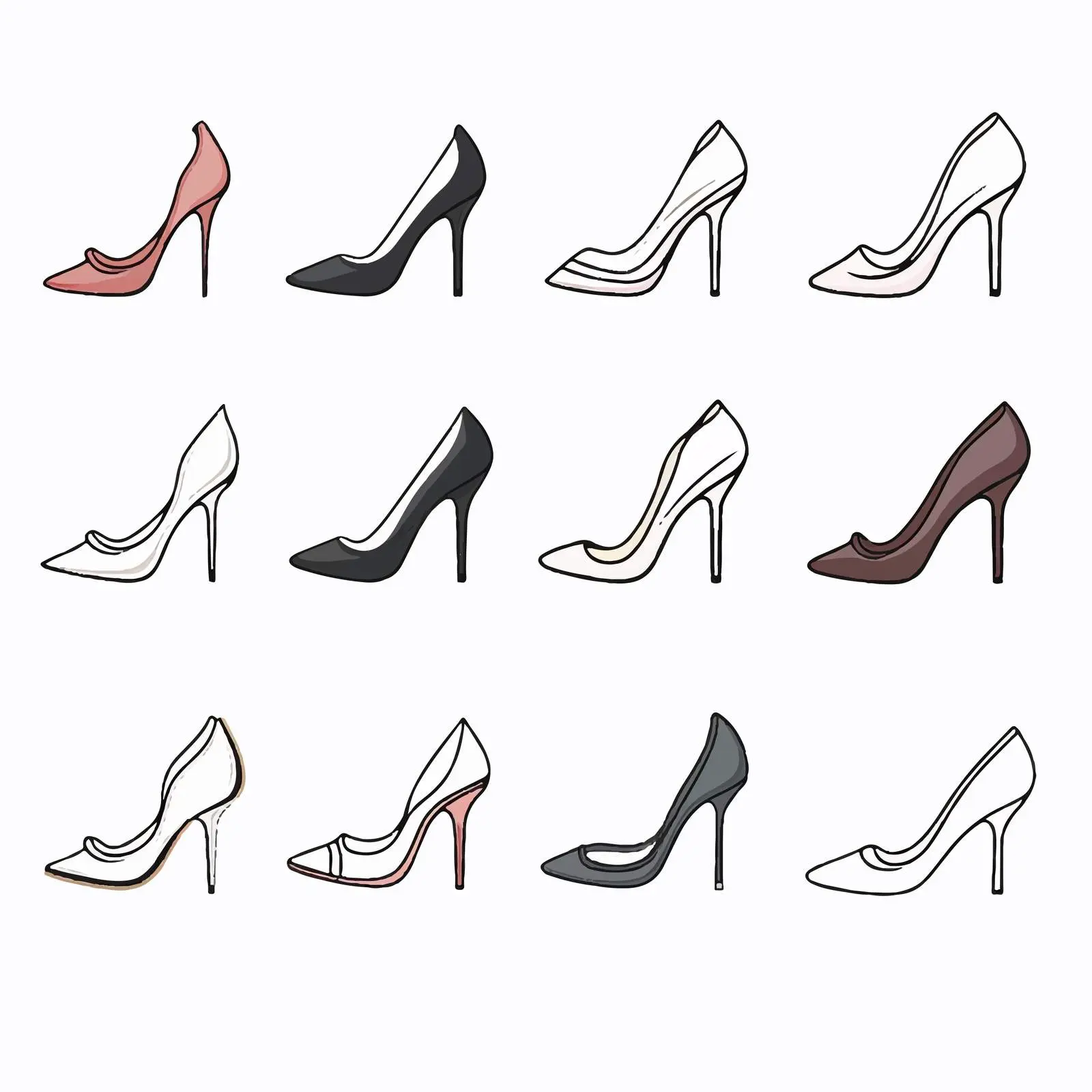 Stylish Women's High Heel Shoes Vector Illustration – free trendy shoes image from Dotvec