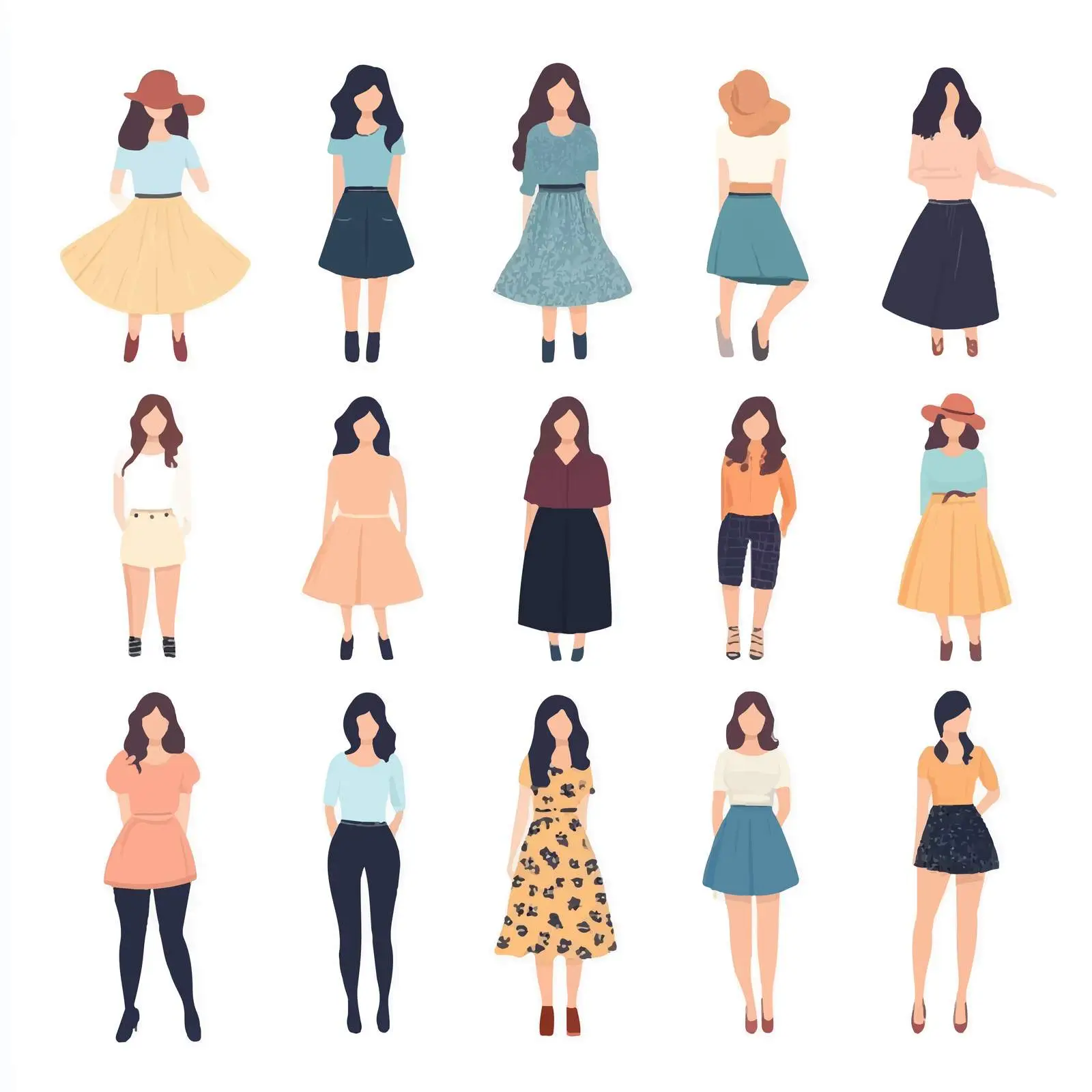 Stylish Women's Clothing and Poses Vector Illustration — free download from Dotvec