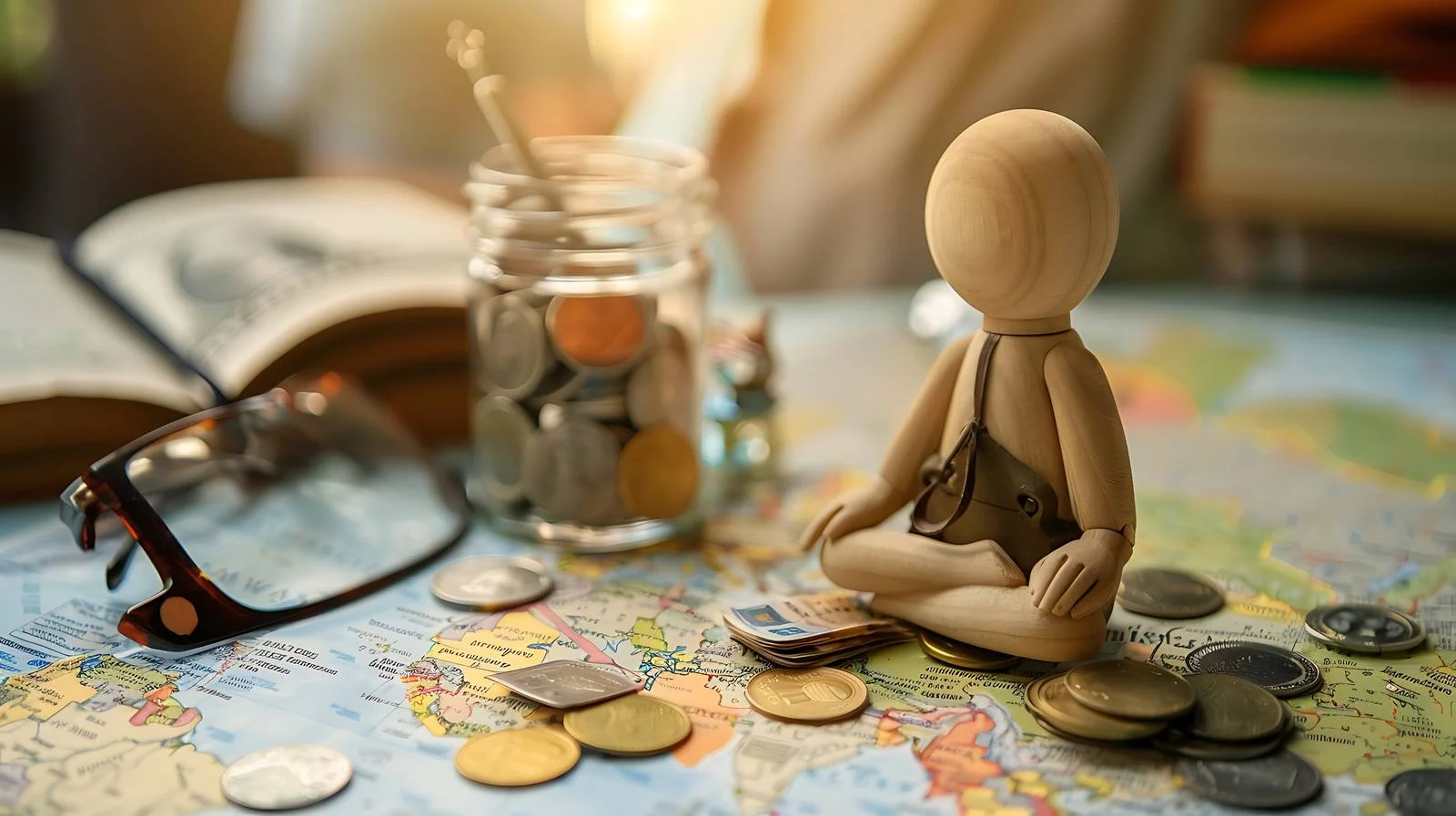 Wooden Doll Saving Money in Jar — free download from Dotvec