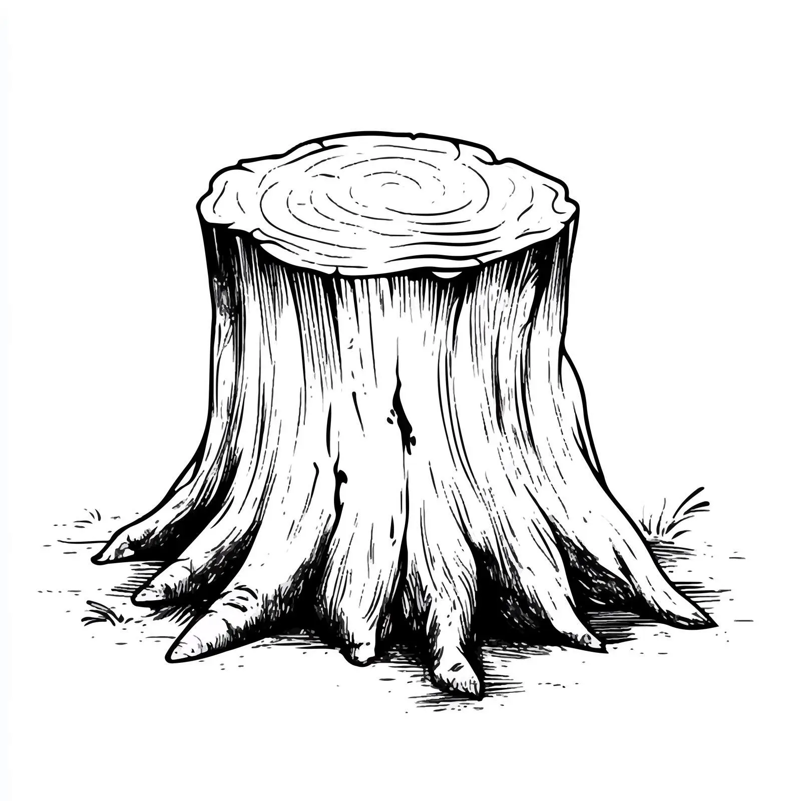 Black and White Cartoon Wood Stump Illustration — free download from Dotvec
