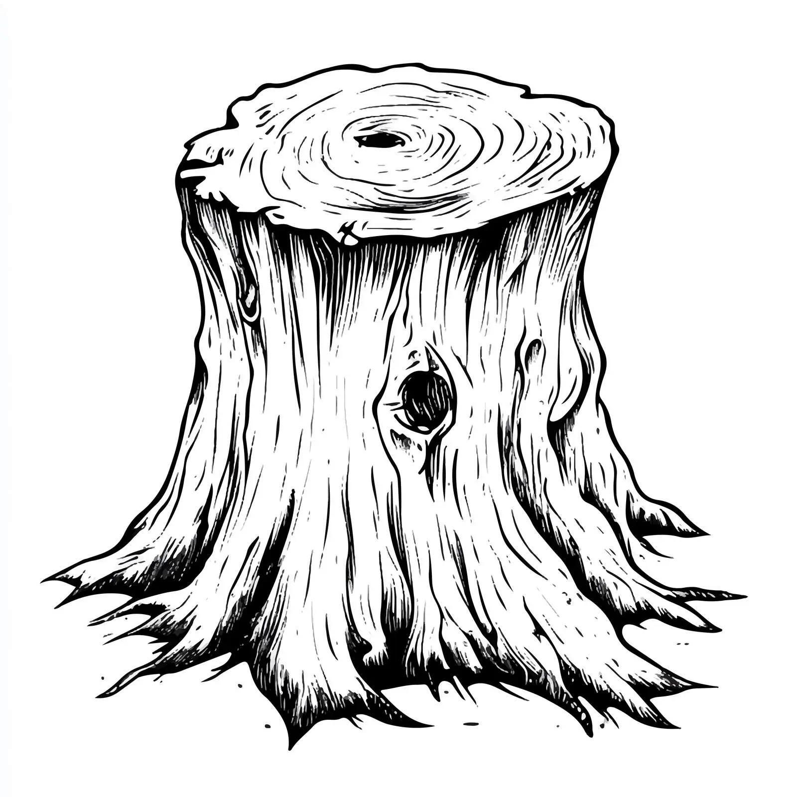 Black and White Wood Stump Cartoon Vector Illustration — free download from Dotvec