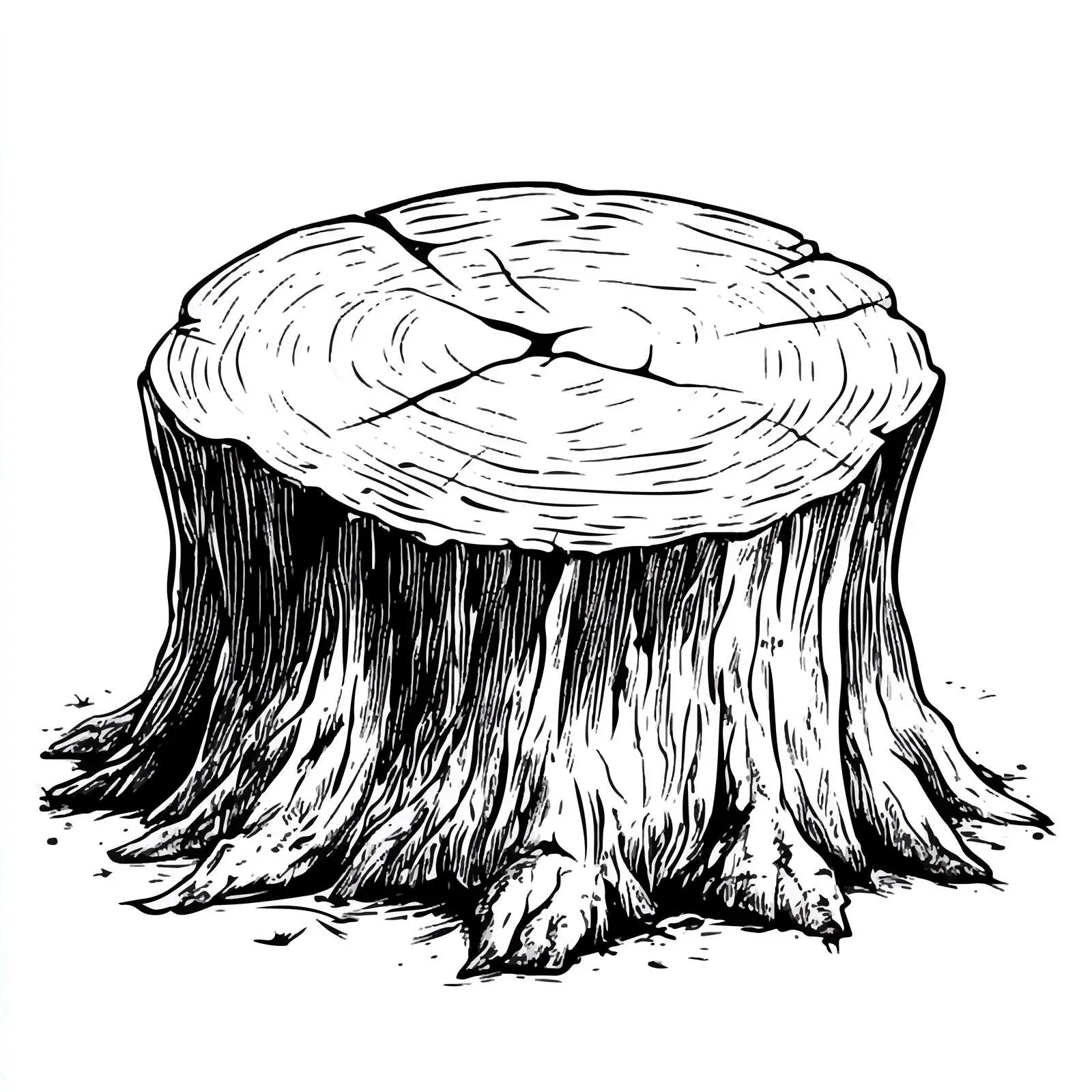 Black and White Wood Stump Cartoon Illustration — free download from Dotvec