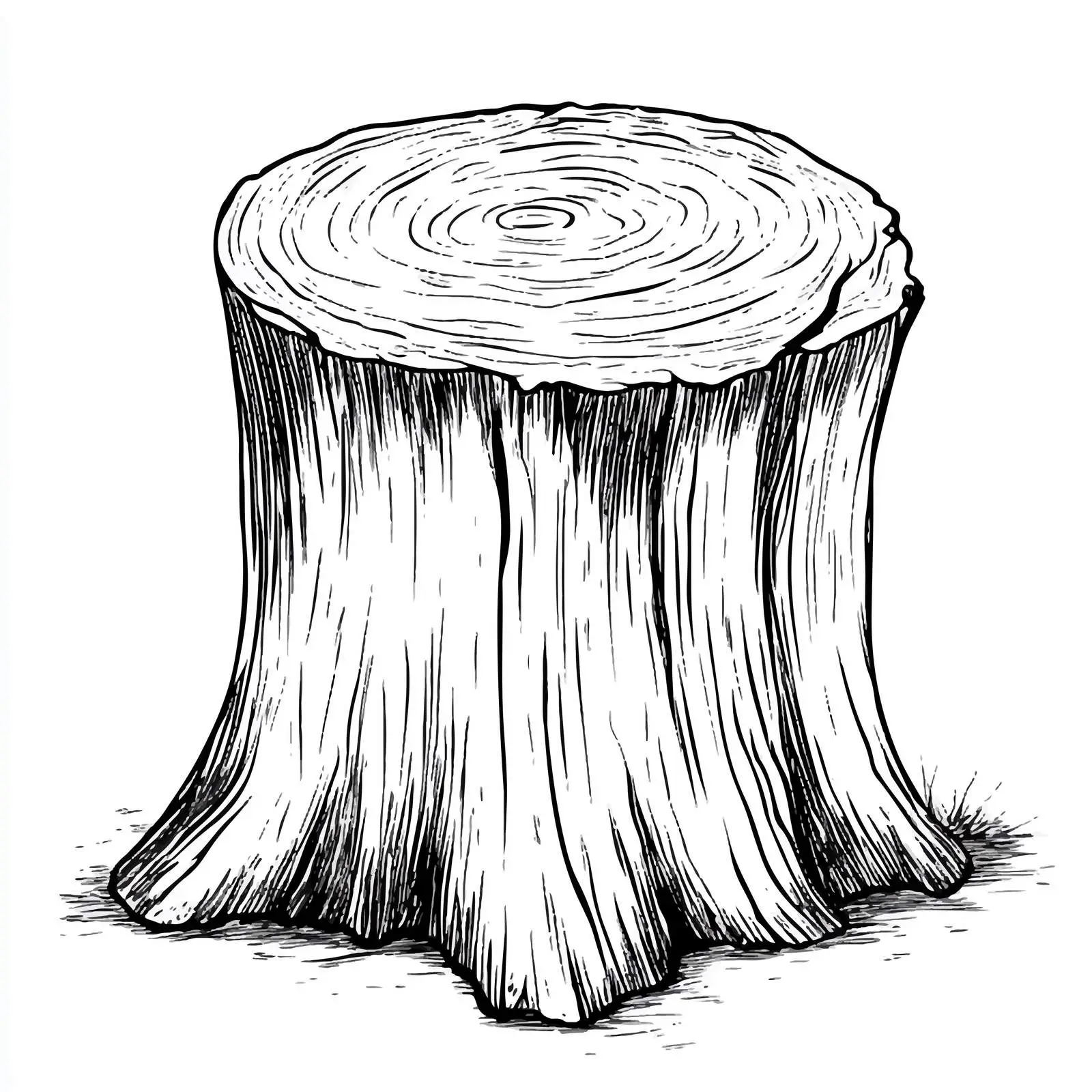 Black and White Cartoon Wood Stump Illustration — free download from Dotvec