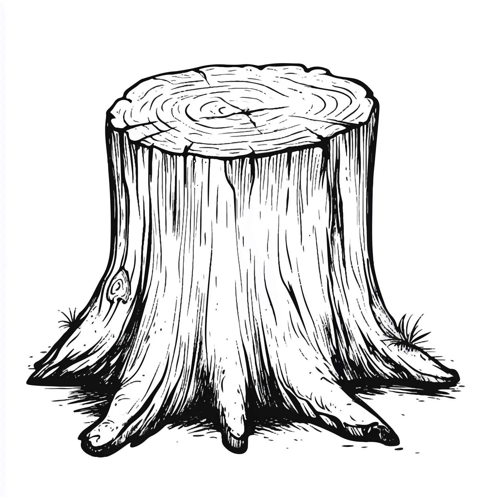 Cartoon Wood Stump Black and White Vector — free download from Dotvec