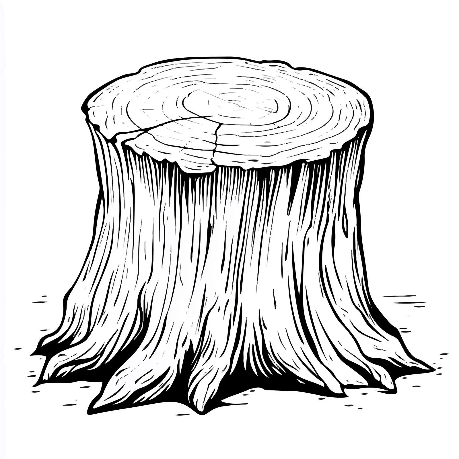 Cartoon Wood Stump Vector Illustration in Black and White — free download from Dotvec