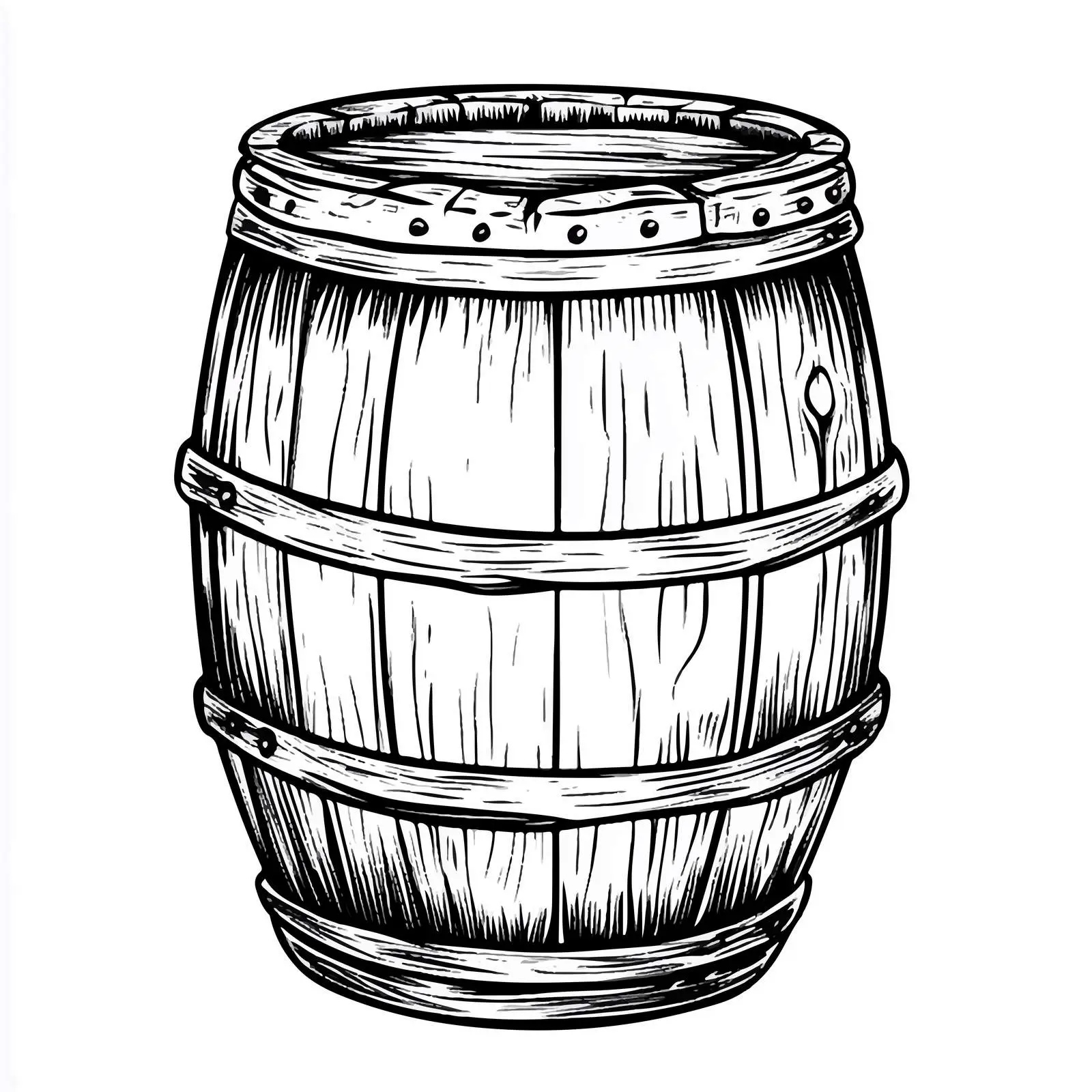 Black and White Wooden Barrel Cartoon Illustration — free download from Dotvec