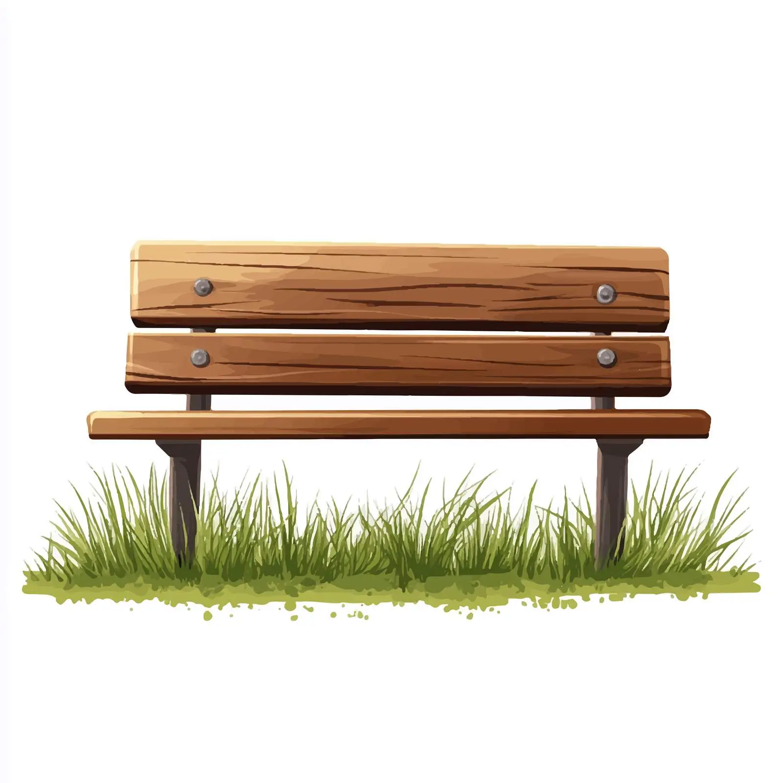 Wooden Bench Surrounded by Grass Vector Illustration — free download from Dotvec