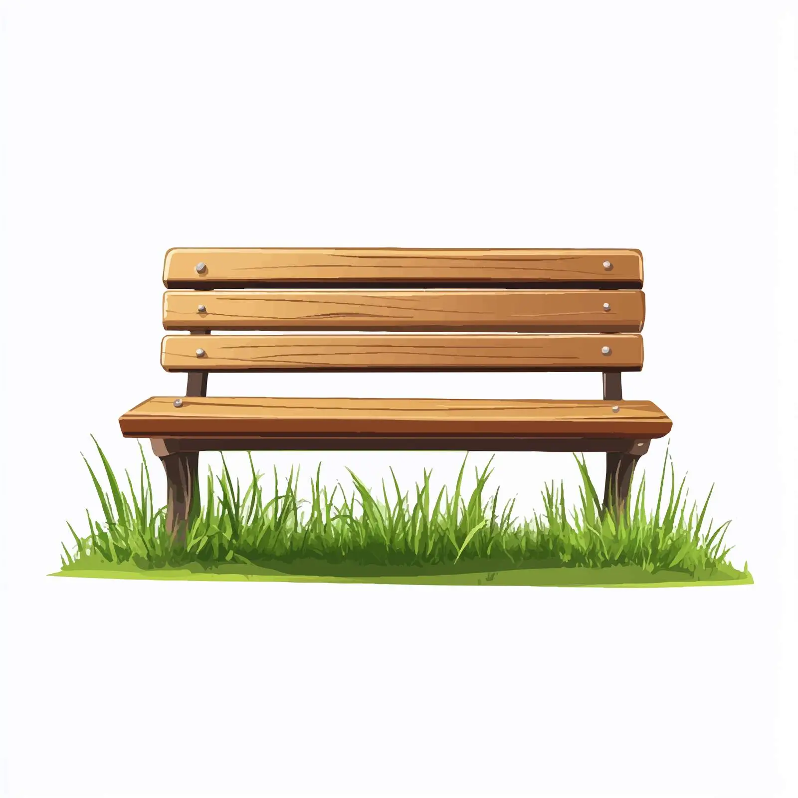 Wooden Bench Surrounded by Grass Vector Design – free park bench image from Dotvec