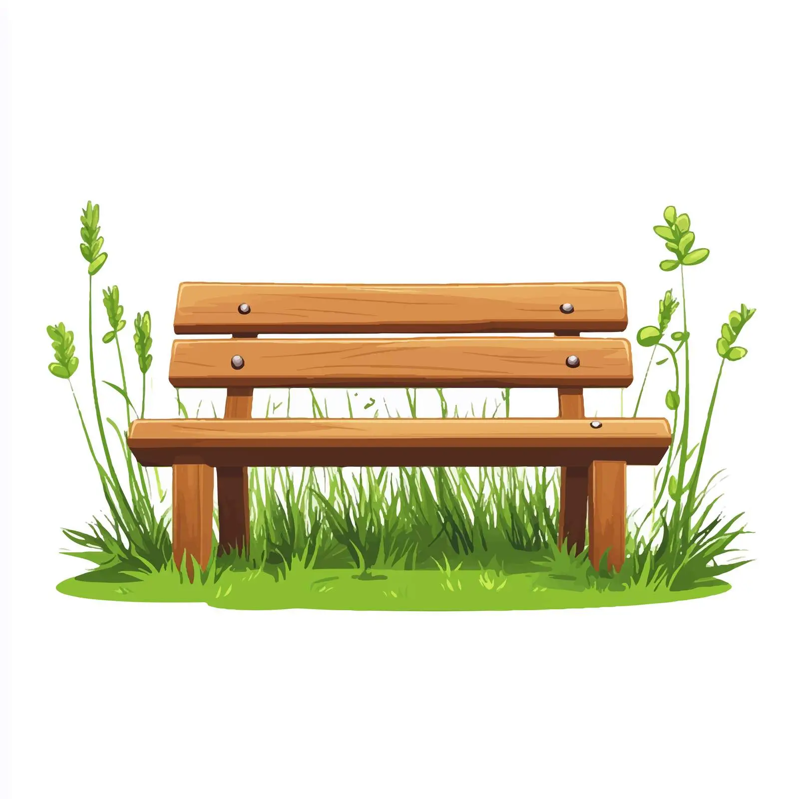 Wooden Bench Surrounded by Lush Grass Vector — free download from Dotvec