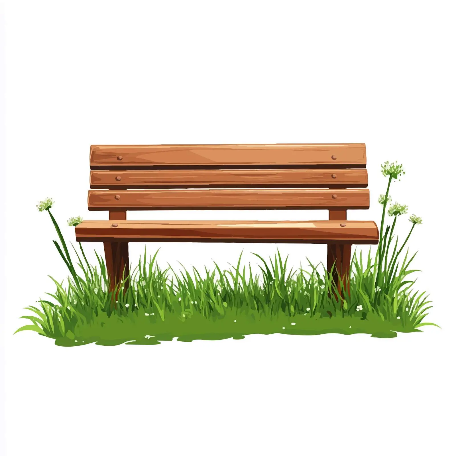 Wooden Bench Surrounded by Grass in Vector Art — free download from Dotvec