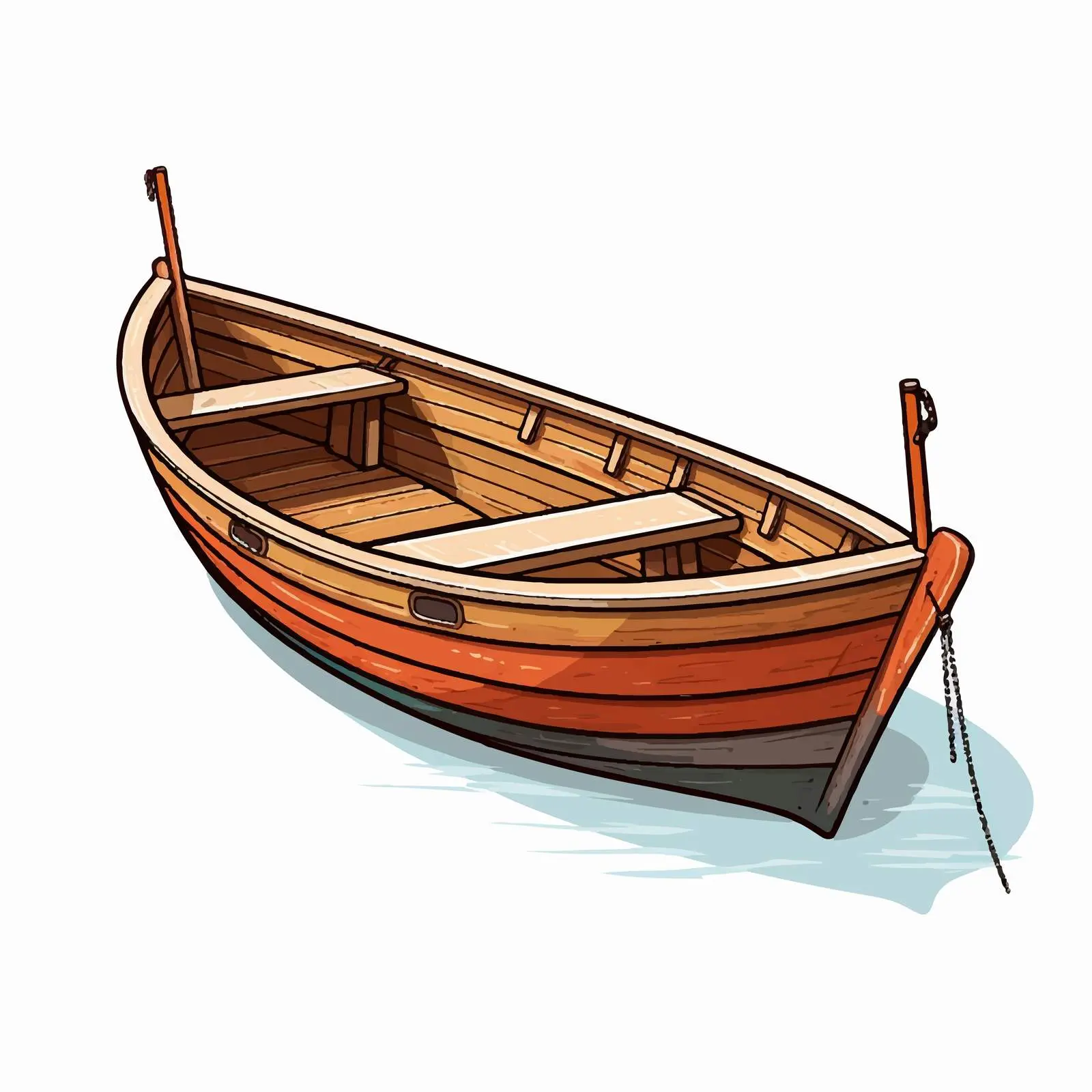 Wooden Boat Line Vector Illustration – free nautical art image from Dotvec
