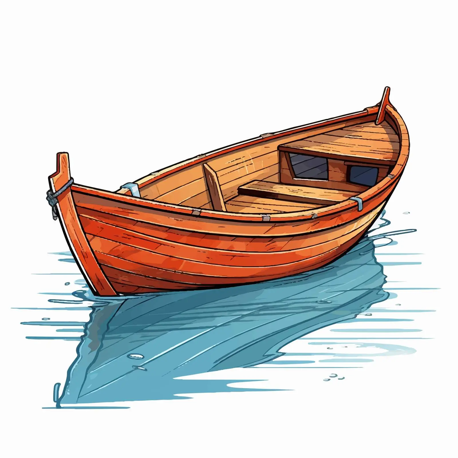 Wooden Boat on Water Surface Vector Illustration – free peaceful waters image from Dotvec