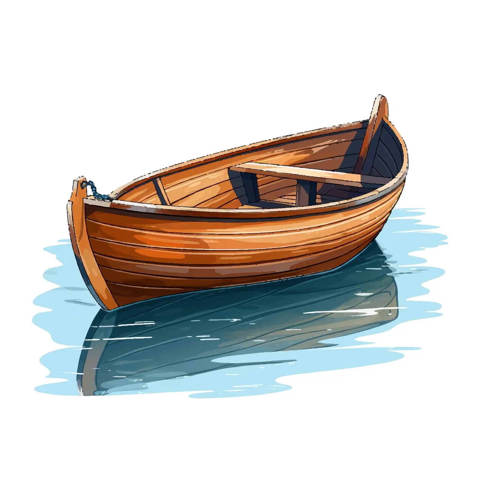 Wooden Boat on Water Surface Illustration — free download from Dotvec