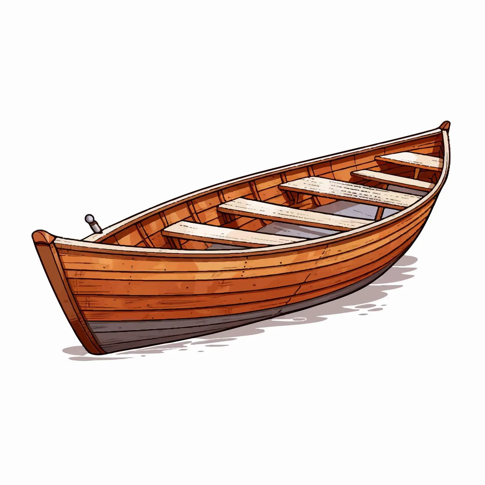 Wooden Boat Vector Sketch Illustration on White Background – free nautical art image from Dotvec