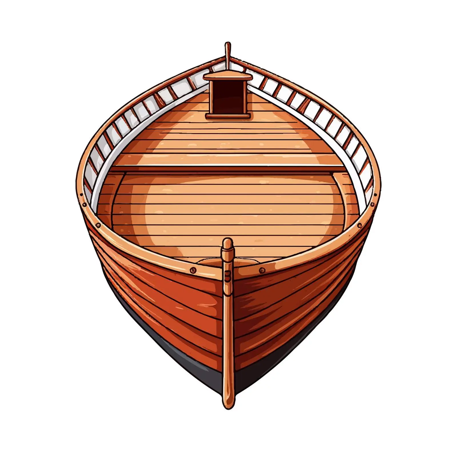 Wooden Boat Vector Illustration on White Background – free nautical art image from Dotvec