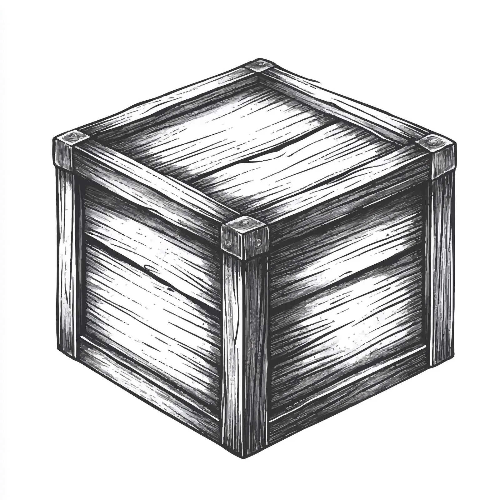 Black and White Cartoon Wooden Box Vector Illustration — free download from Dotvec