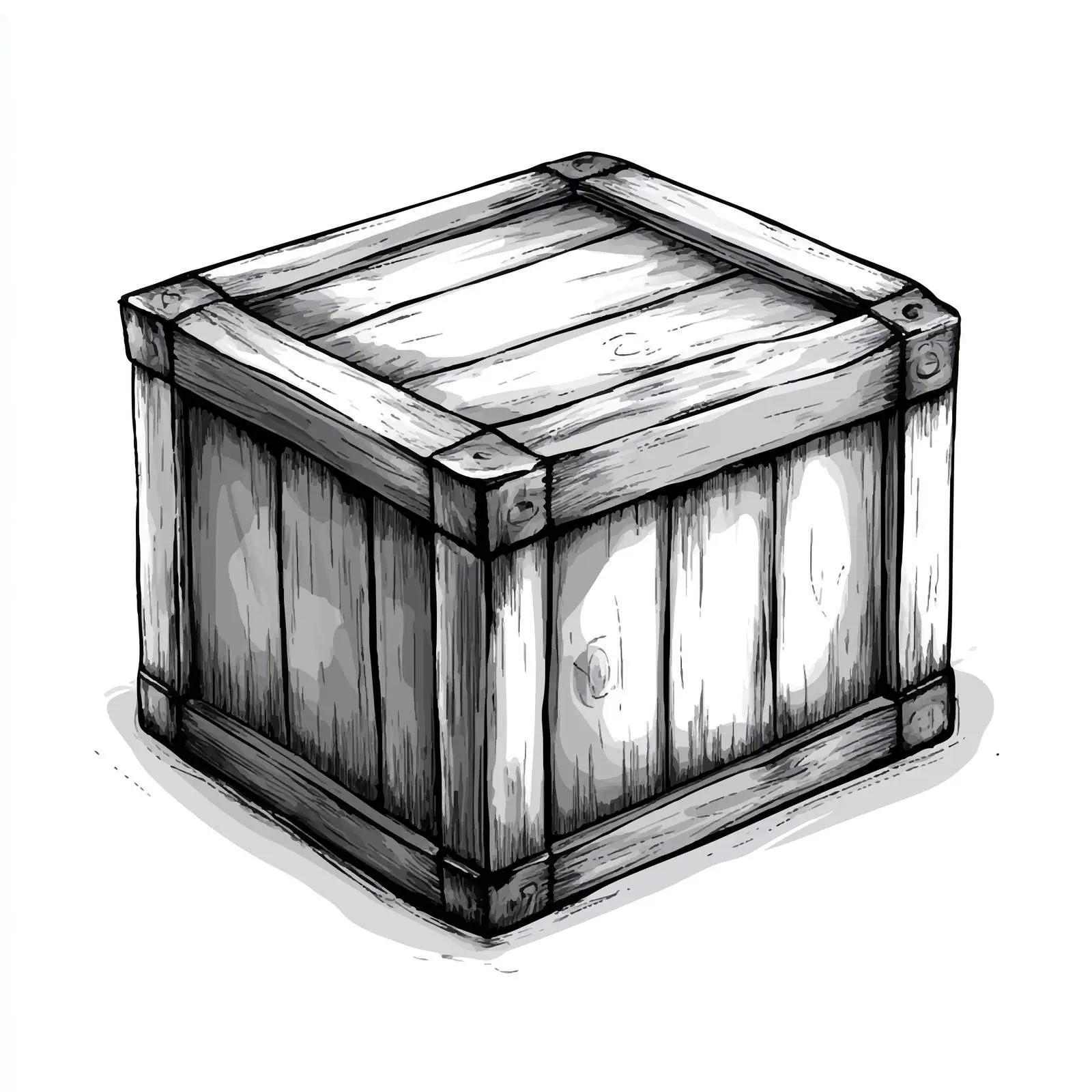 Black and White Cartoon Wooden Box Vector Illustration — free download from Dotvec