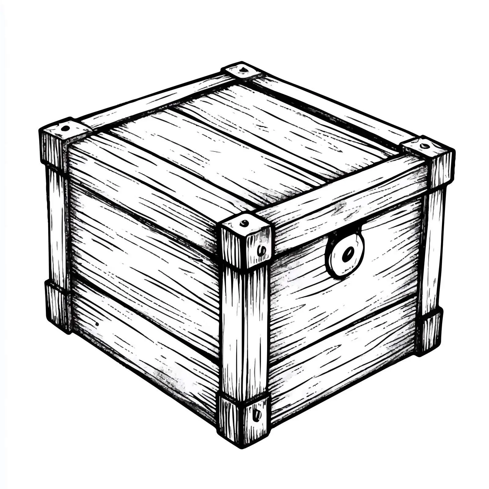 Black and White Cartoon Wooden Box Illustration — free download from Dotvec