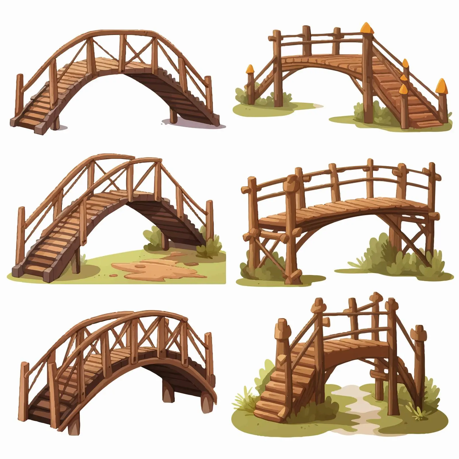 Illustration of Various Wooden Bridge Designs free images image from Dotvec