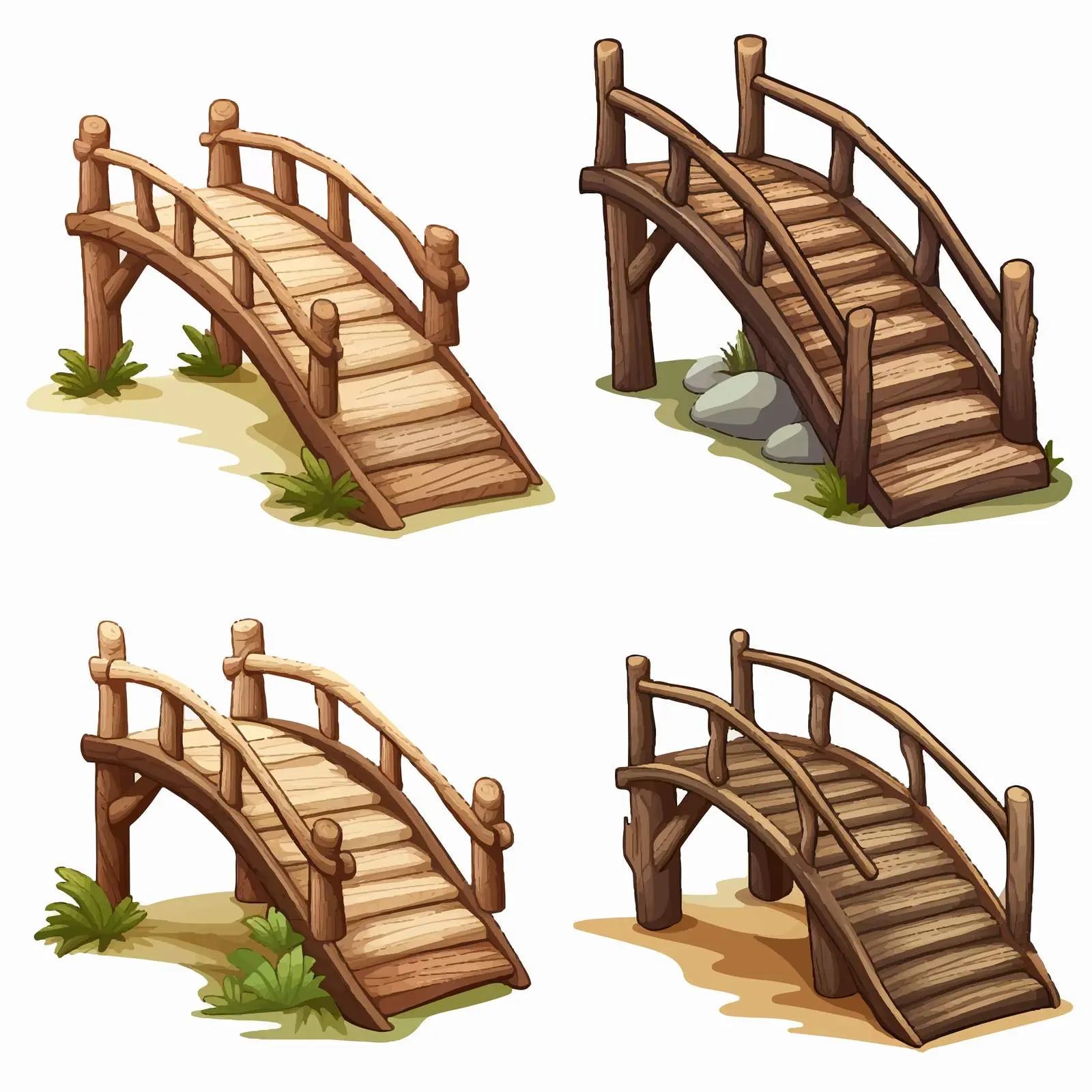 Wooden Bridges in Various Designs Illustration — free download from Dotvec