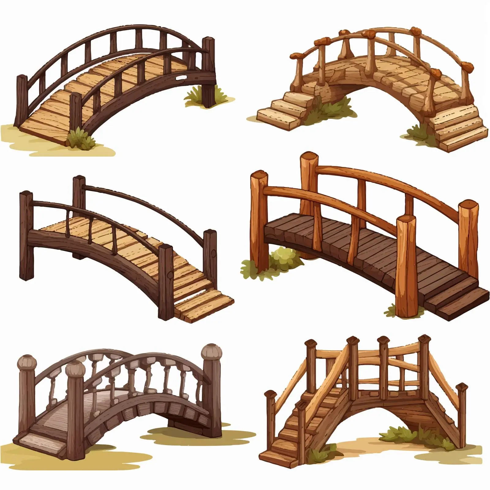 Diverse Wooden Bridge Designs Illustration Vector – free transportation design image from Dotvec