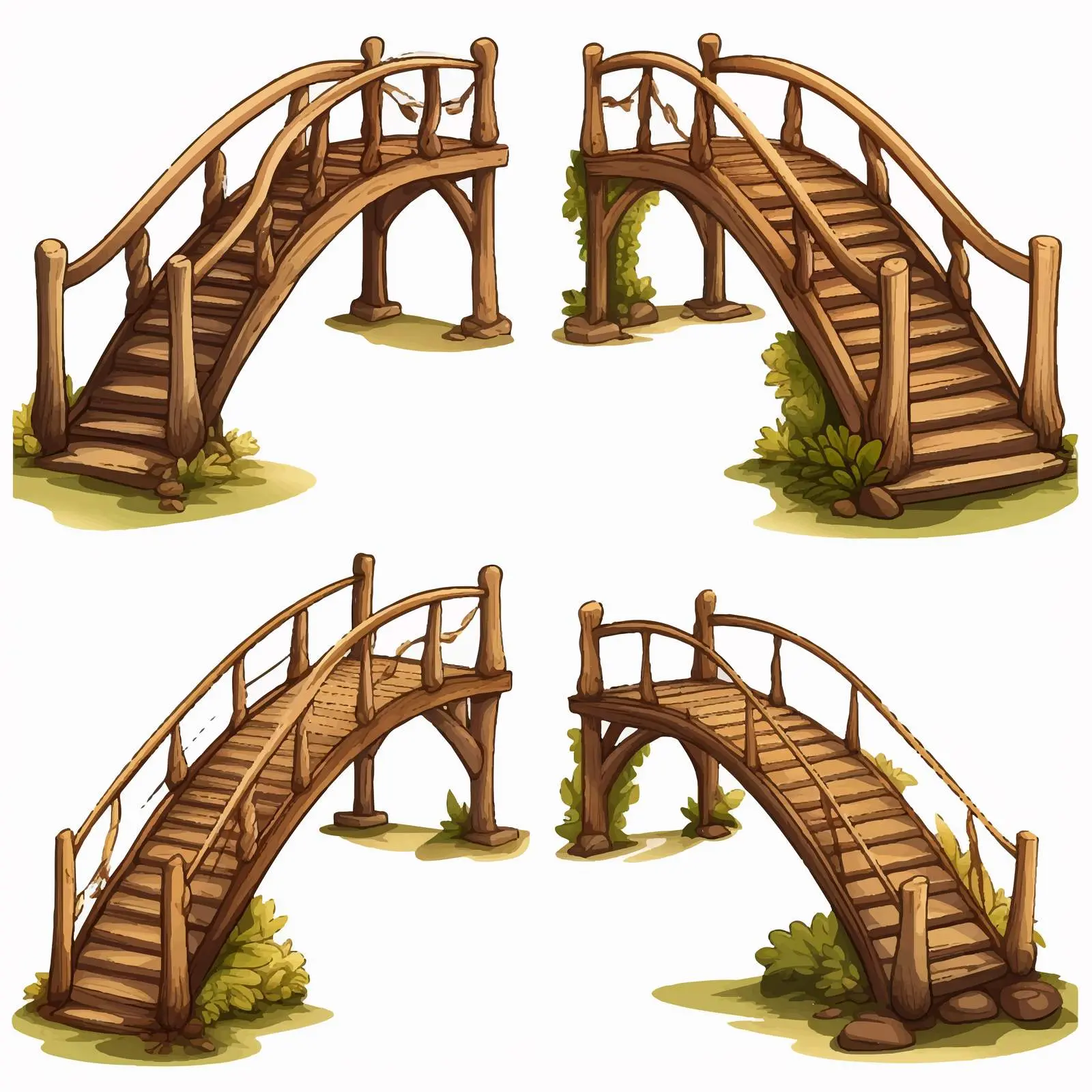 Illustration of Various Wooden Bridge Designs — free download from Dotvec