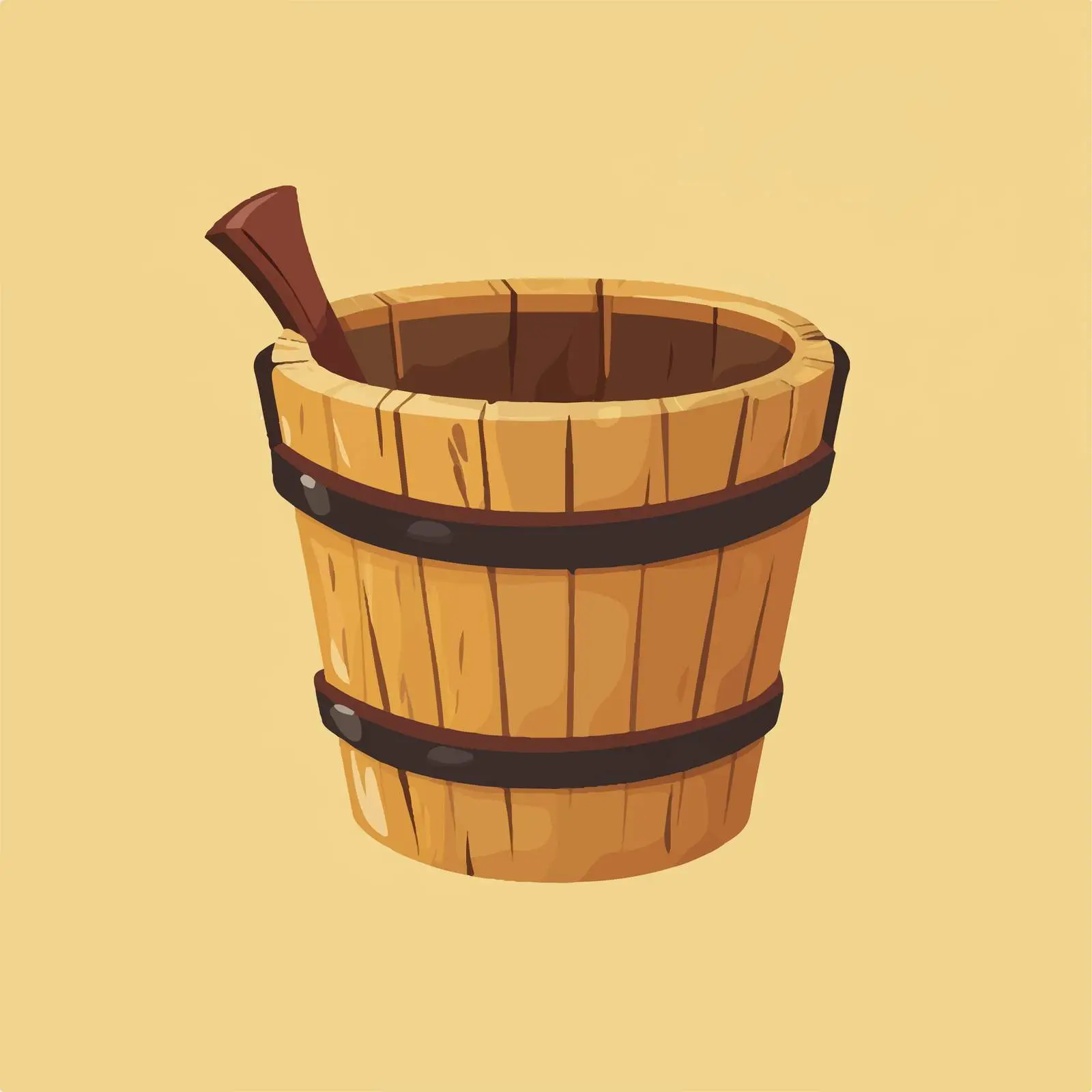 Flat Vector Illustration of Wooden Bucket — free download from Dotvec