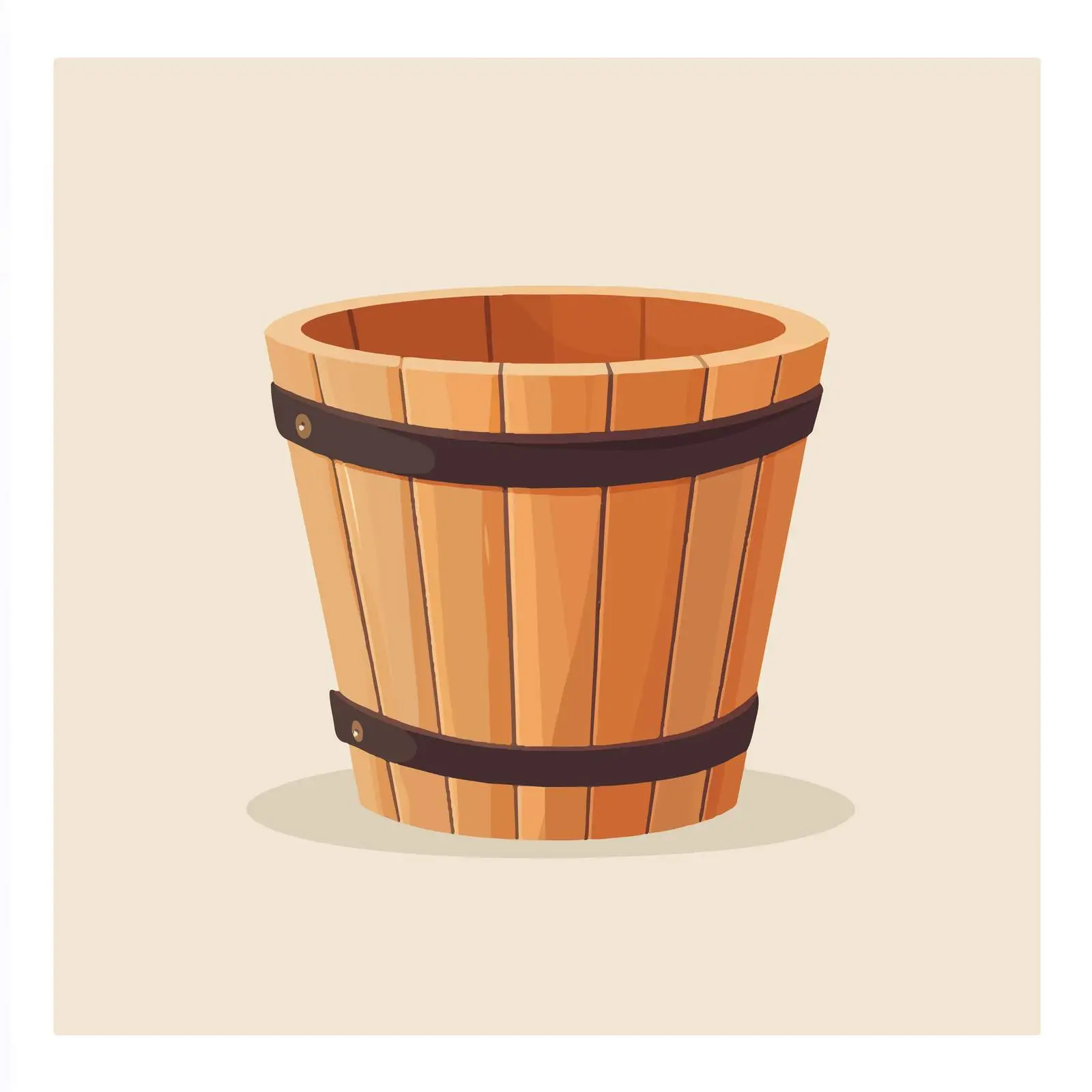 Flat Vector Illustration of Wooden Bucket — free download from Dotvec