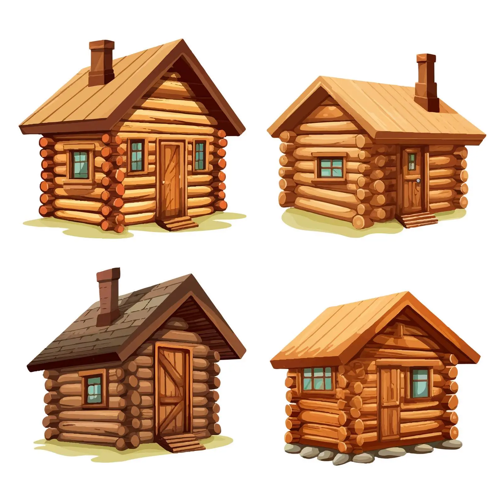 Wooden Cabins Cartoon Vector Illustration — free download from Dotvec