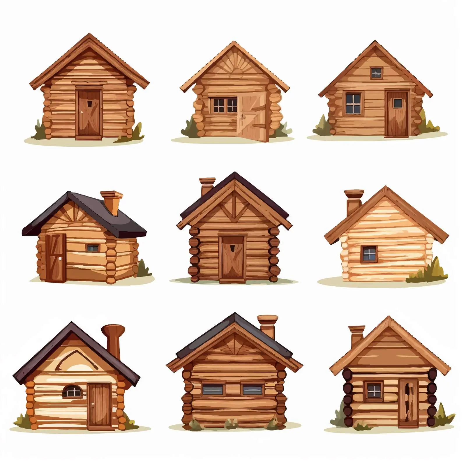 Wooden Cabins Cartoon Vector on White Background — free download from Dotvec