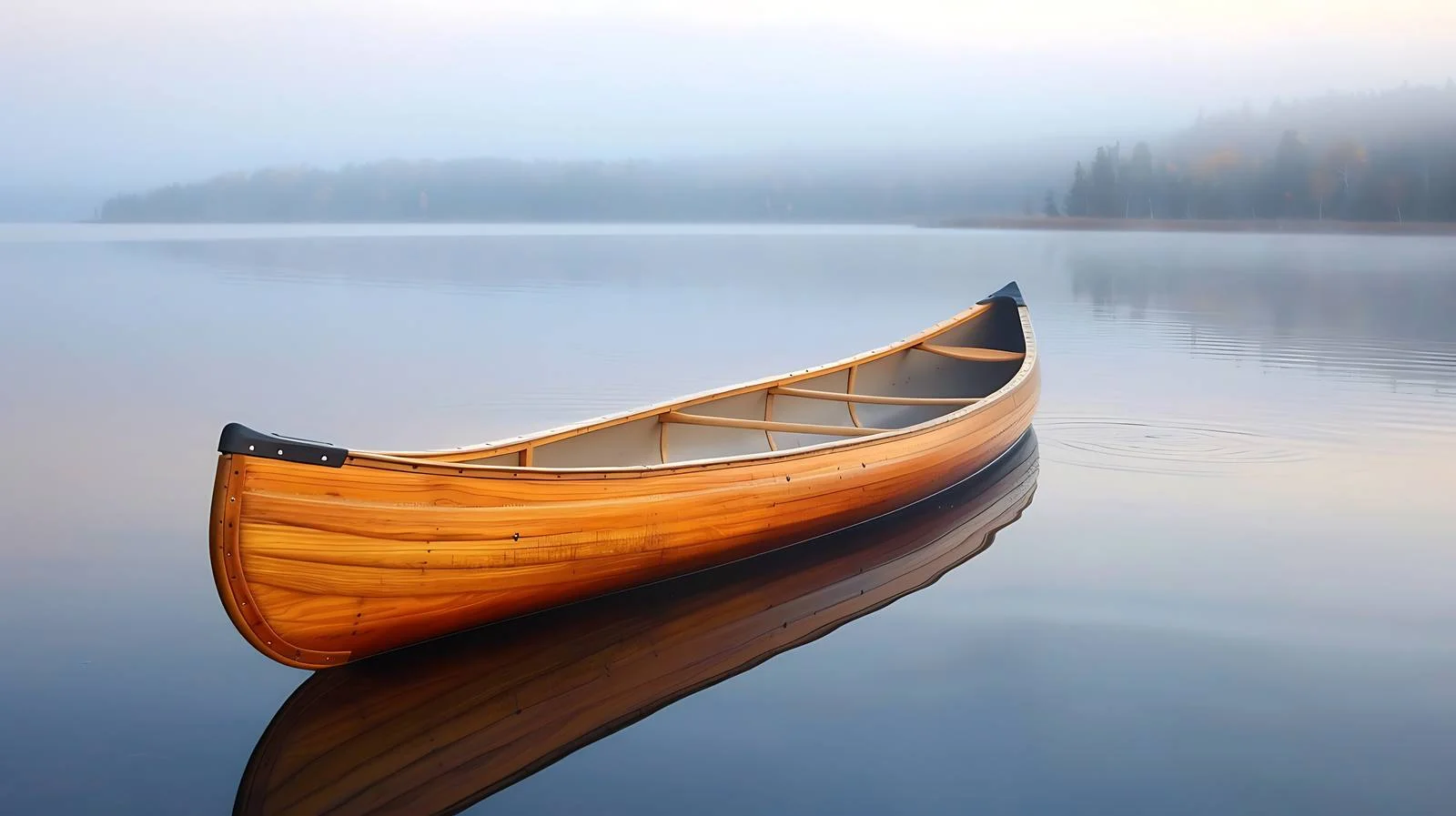 Serene Wooden Canoe on Boundary Waters Lake — free download from Dotvec