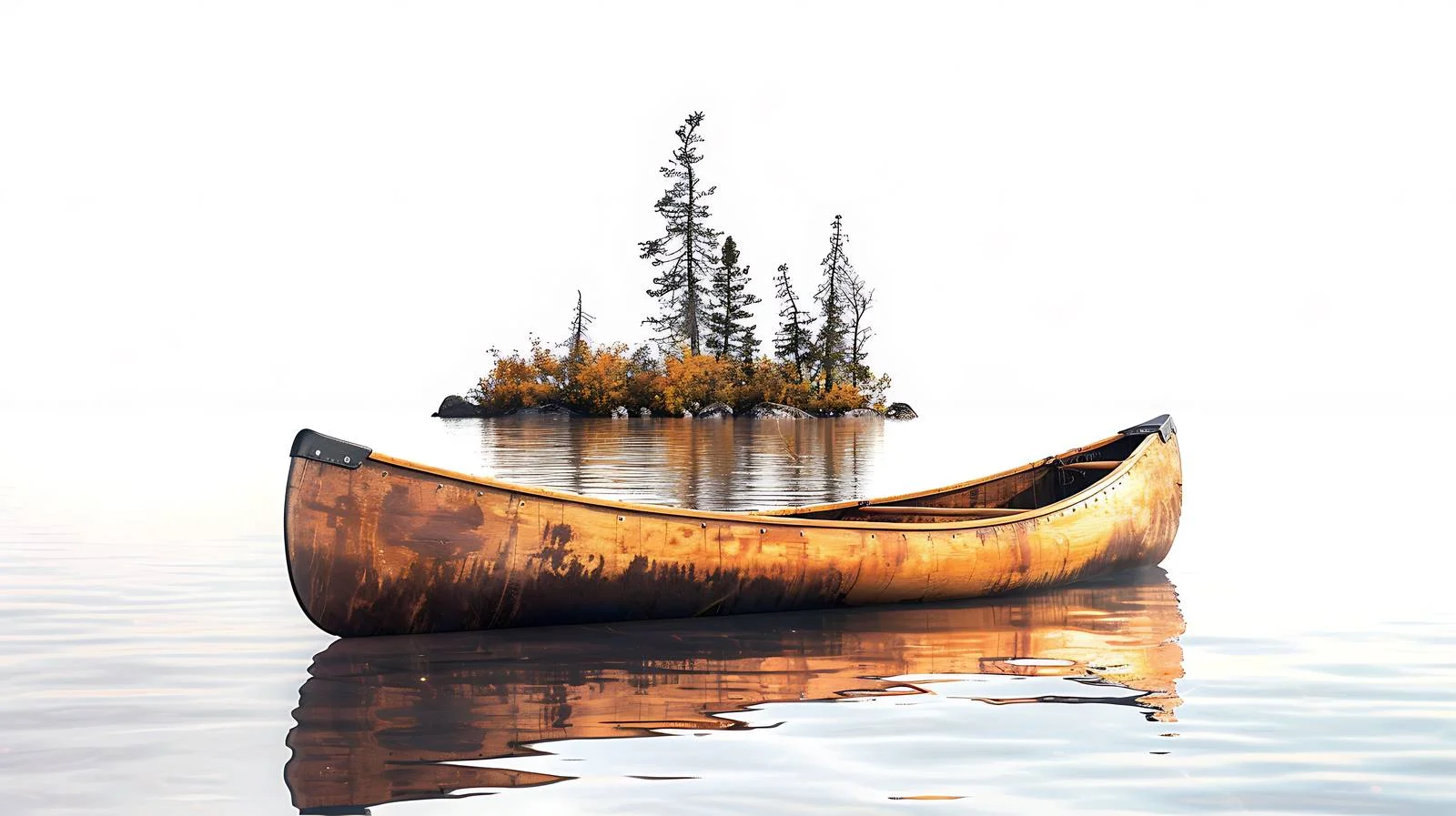 Tranquil Wooden Canoe on Boundary Waters Lake — free download from Dotvec