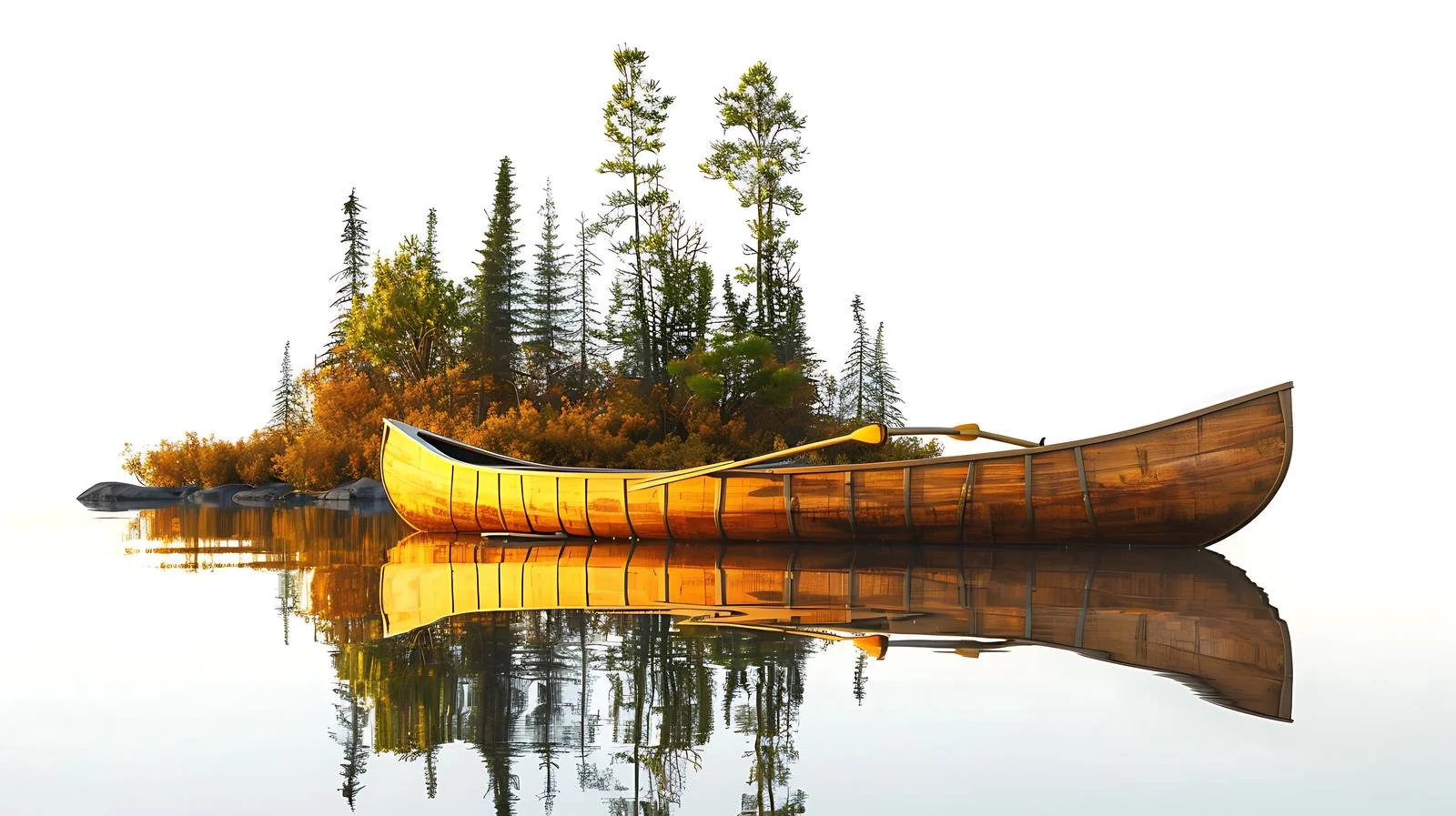 Tranquil Wooden Canoe in Boundary Waters — free download from Dotvec