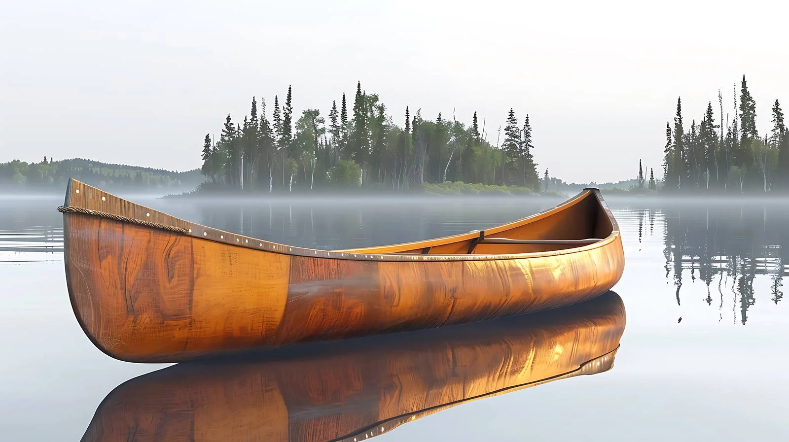 Serene Wooden Canoe on Blue Waters — free download from Dotvec