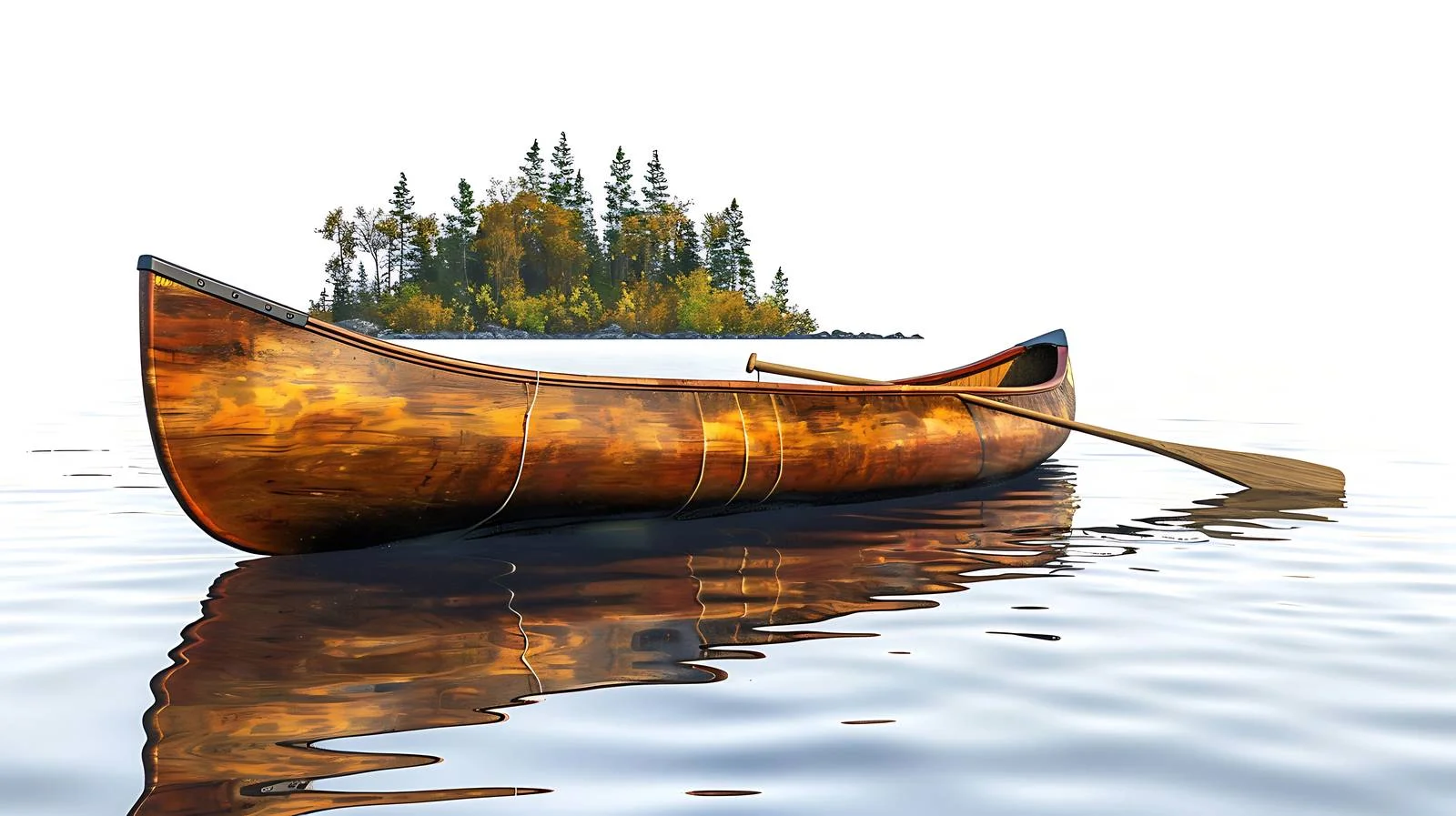 Serene Wooden Canoe on Blue Boundary Waters — free download from Dotvec