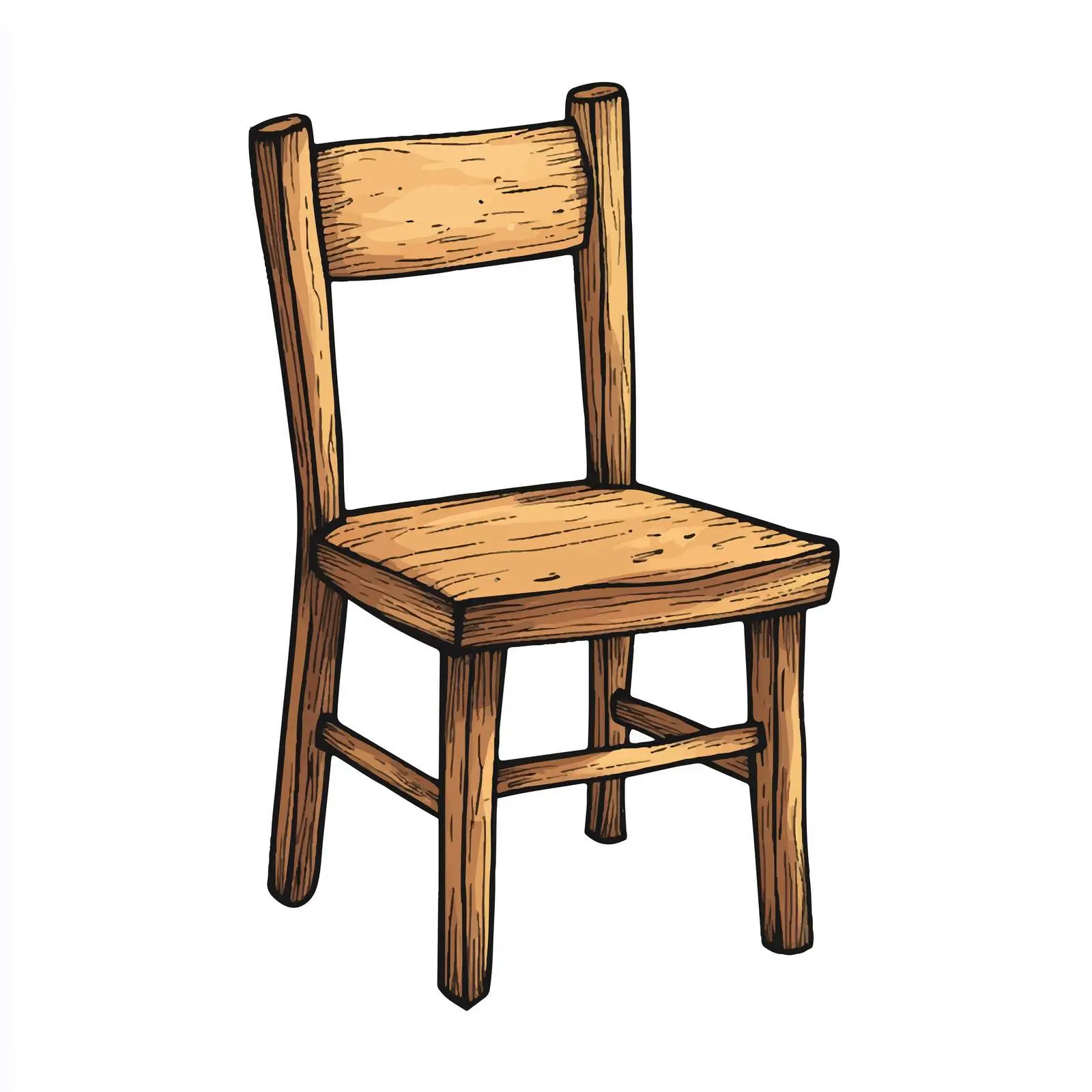 Hand-Drawn Cartoon Wooden Chair Vector Illustration — free download from Dotvec