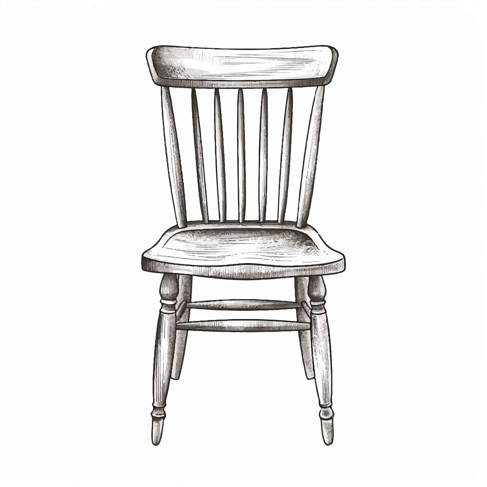 Wooden Chair Vector Sketch Illustration – free etched image from Dotvec