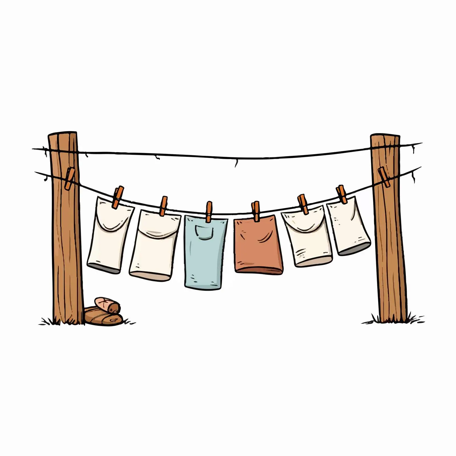 Wooden Clothesline Vector Illustration – free backyard image from Dotvec