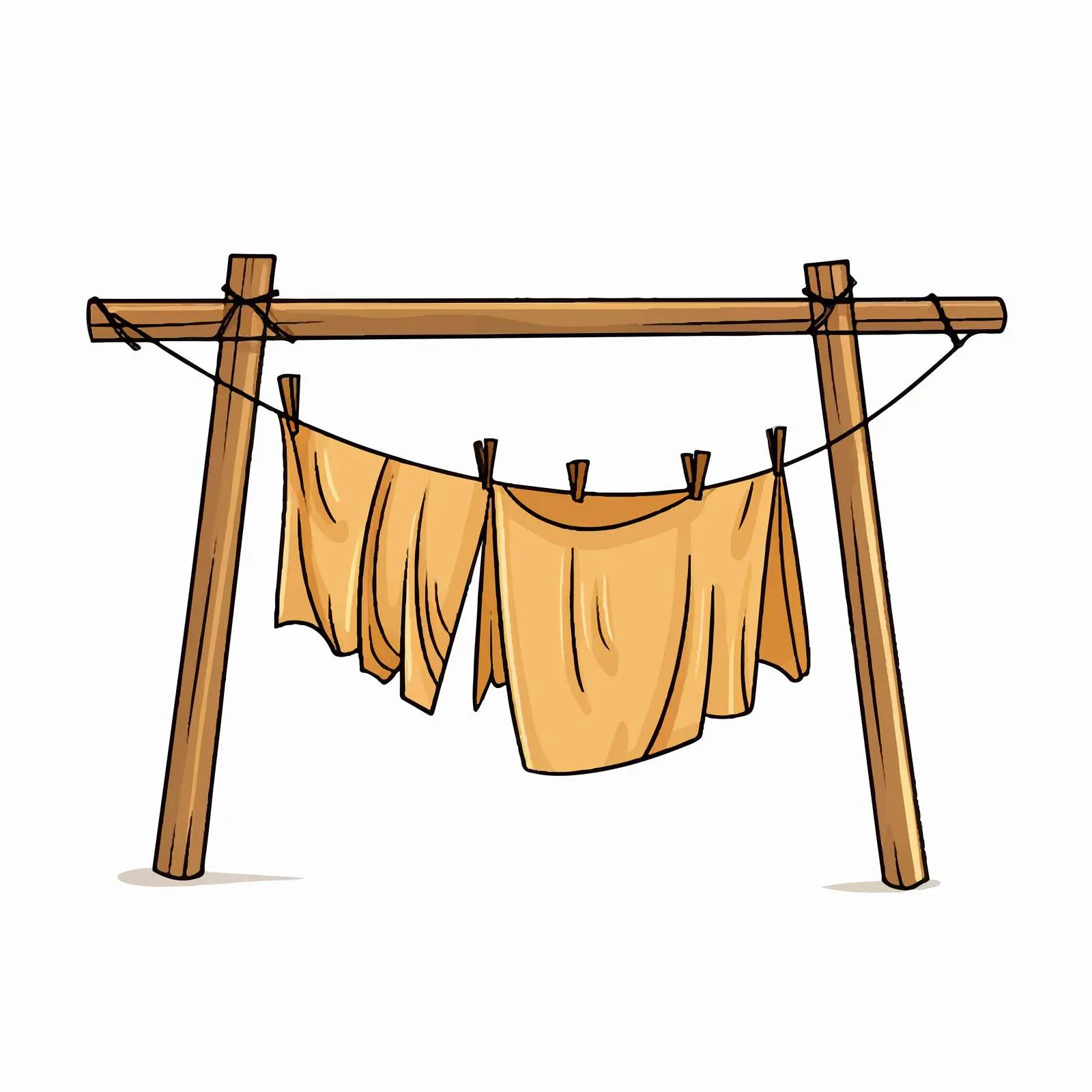 Cartoon Outline of Wooden Clothesline Vector — free download from Dotvec