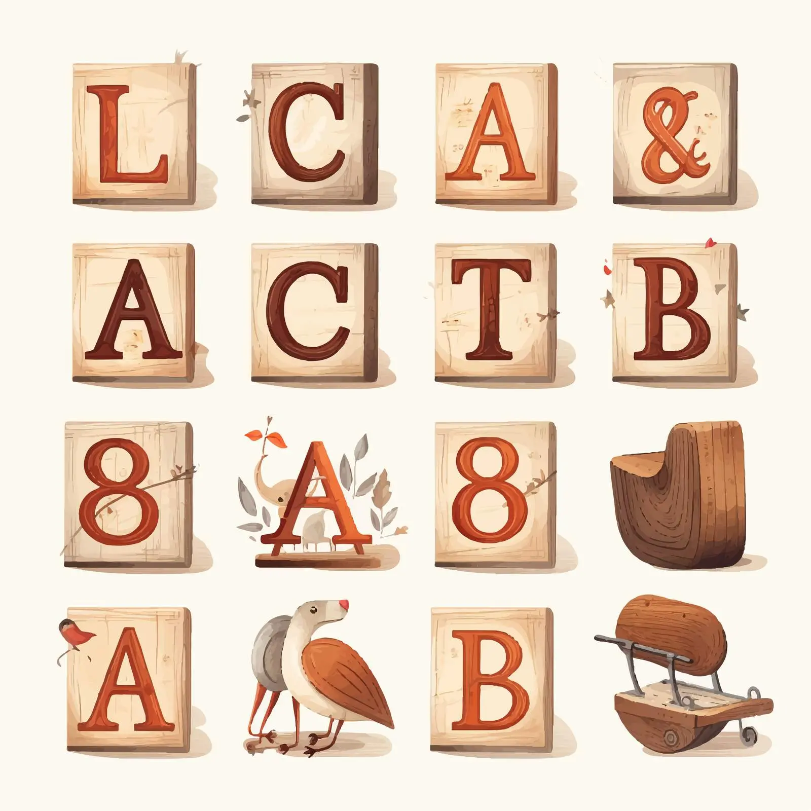 Classic ABC Wooden Cubes with Latin Alphabet — free download from Dotvec