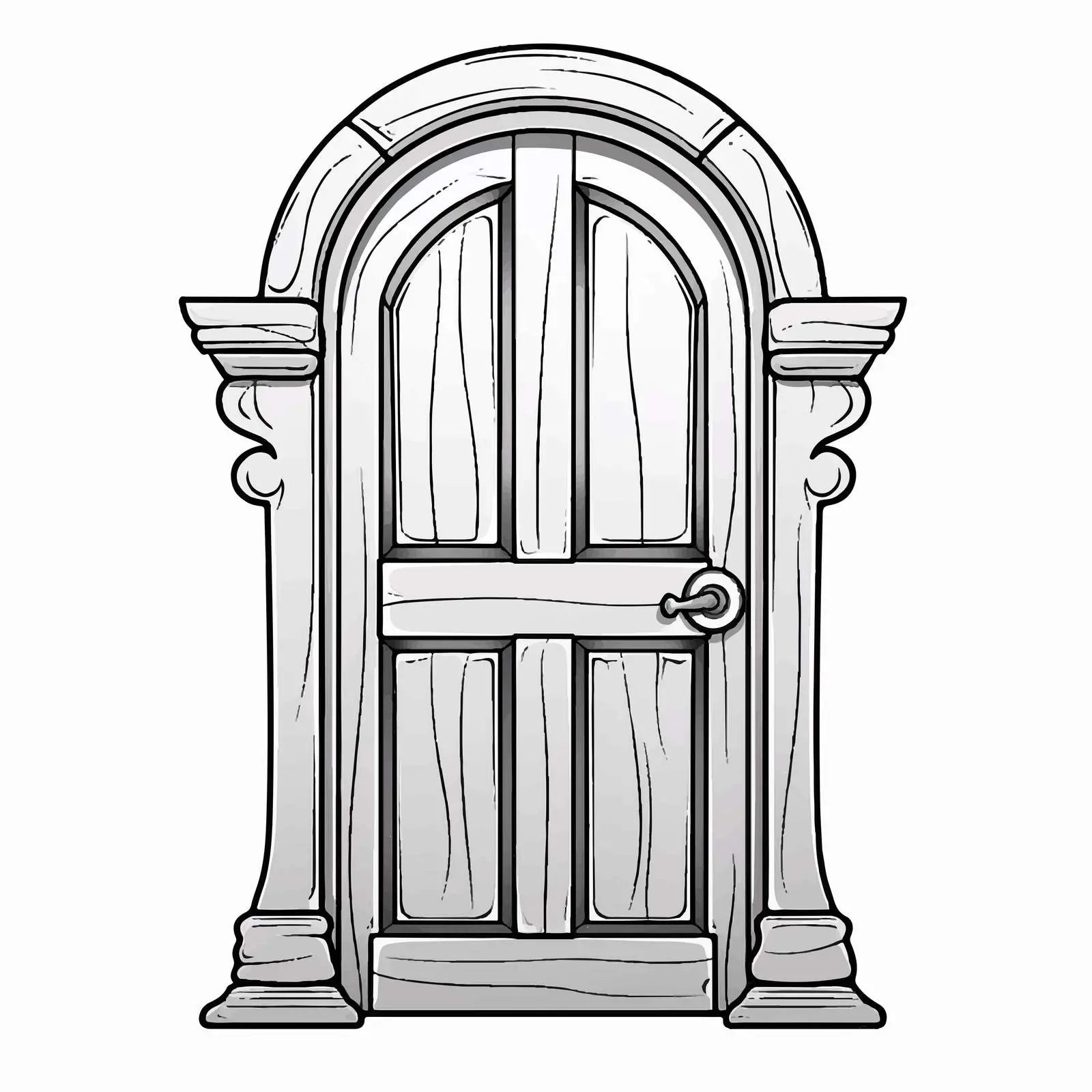 Cartoon Wooden Door Outline Vector Illustration — free download from Dotvec