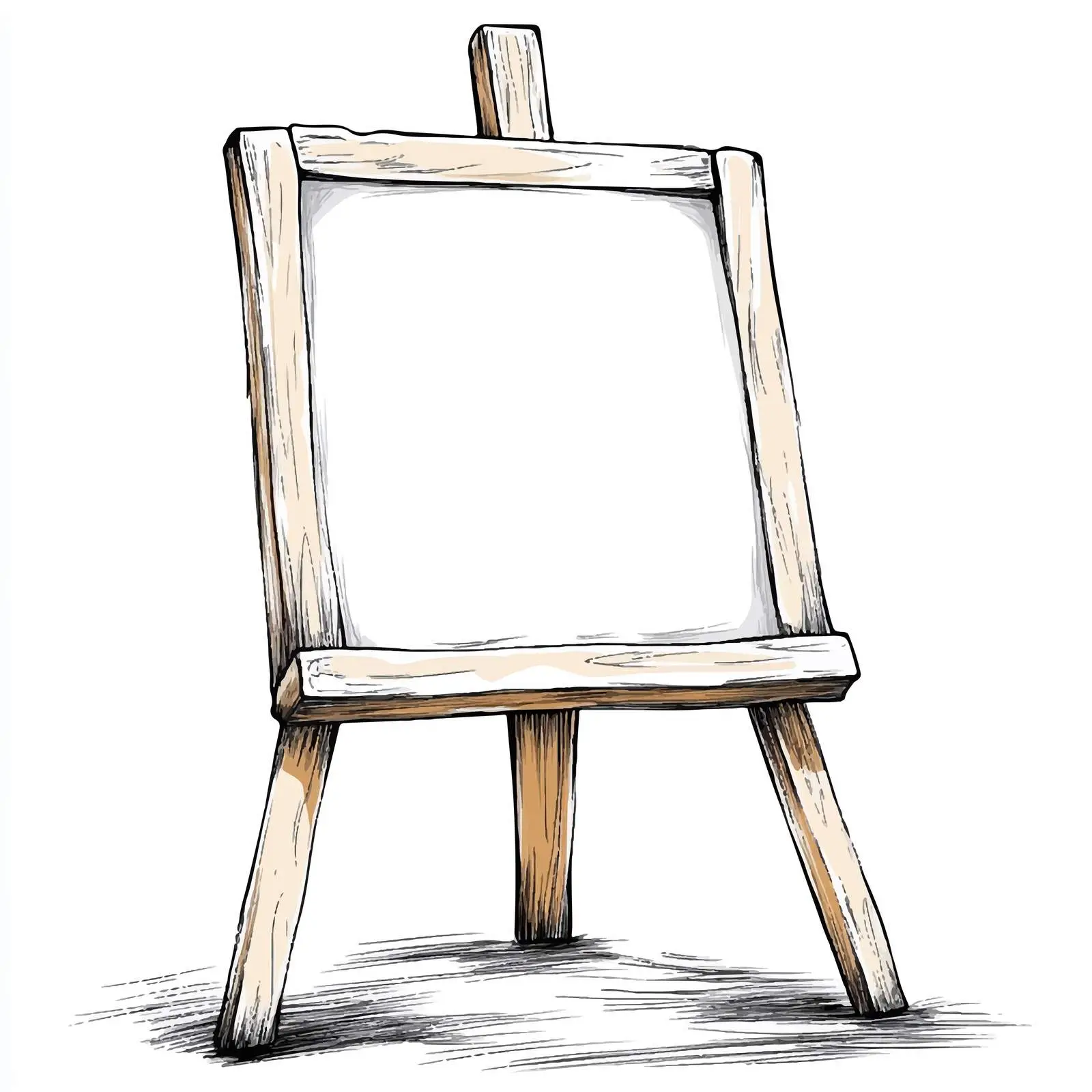 Cartoon Wooden Easel with Blank Canvas Vector Art — free download from Dotvec