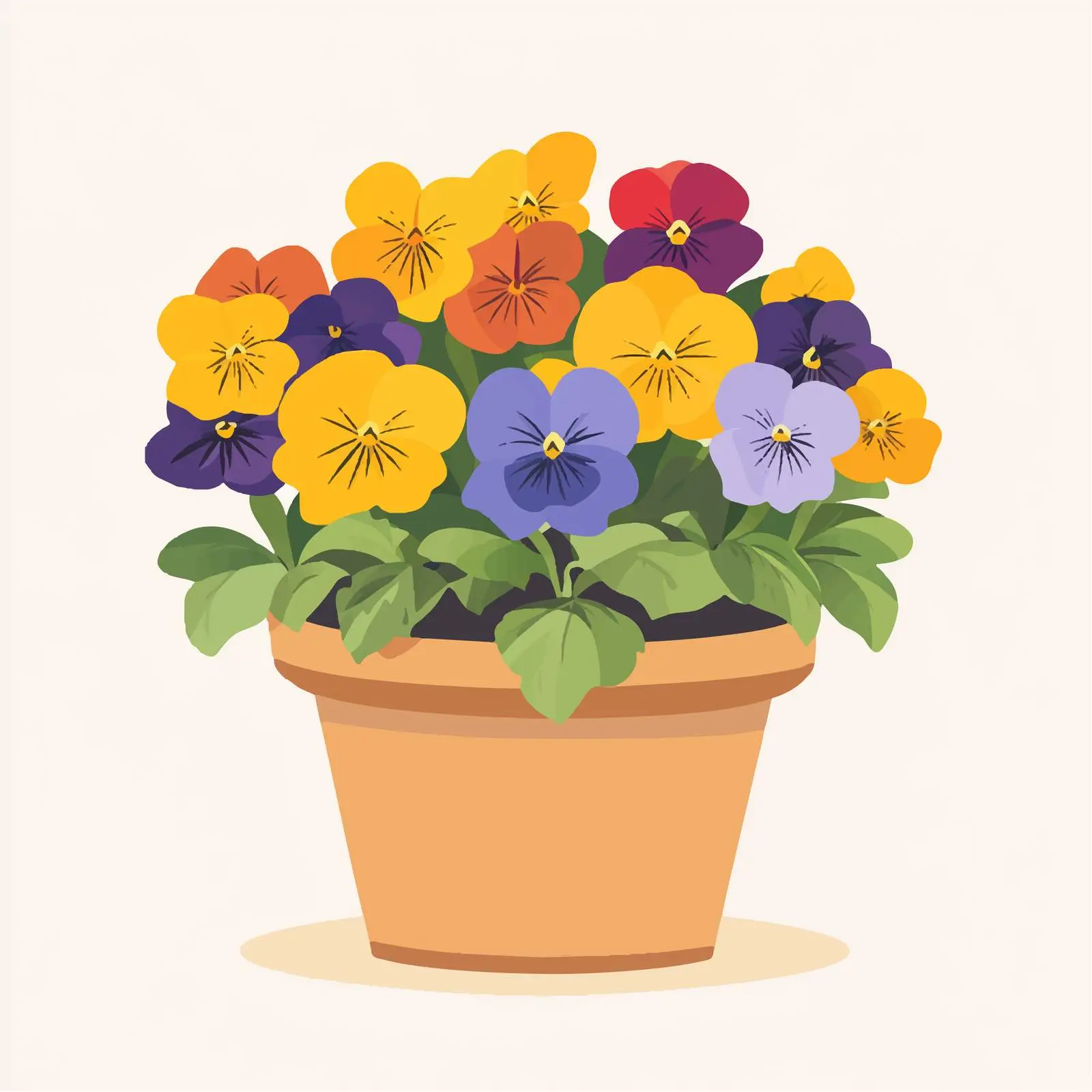 Colorful Pansies in a Wooden Flower Pot Vector — free download from Dotvec