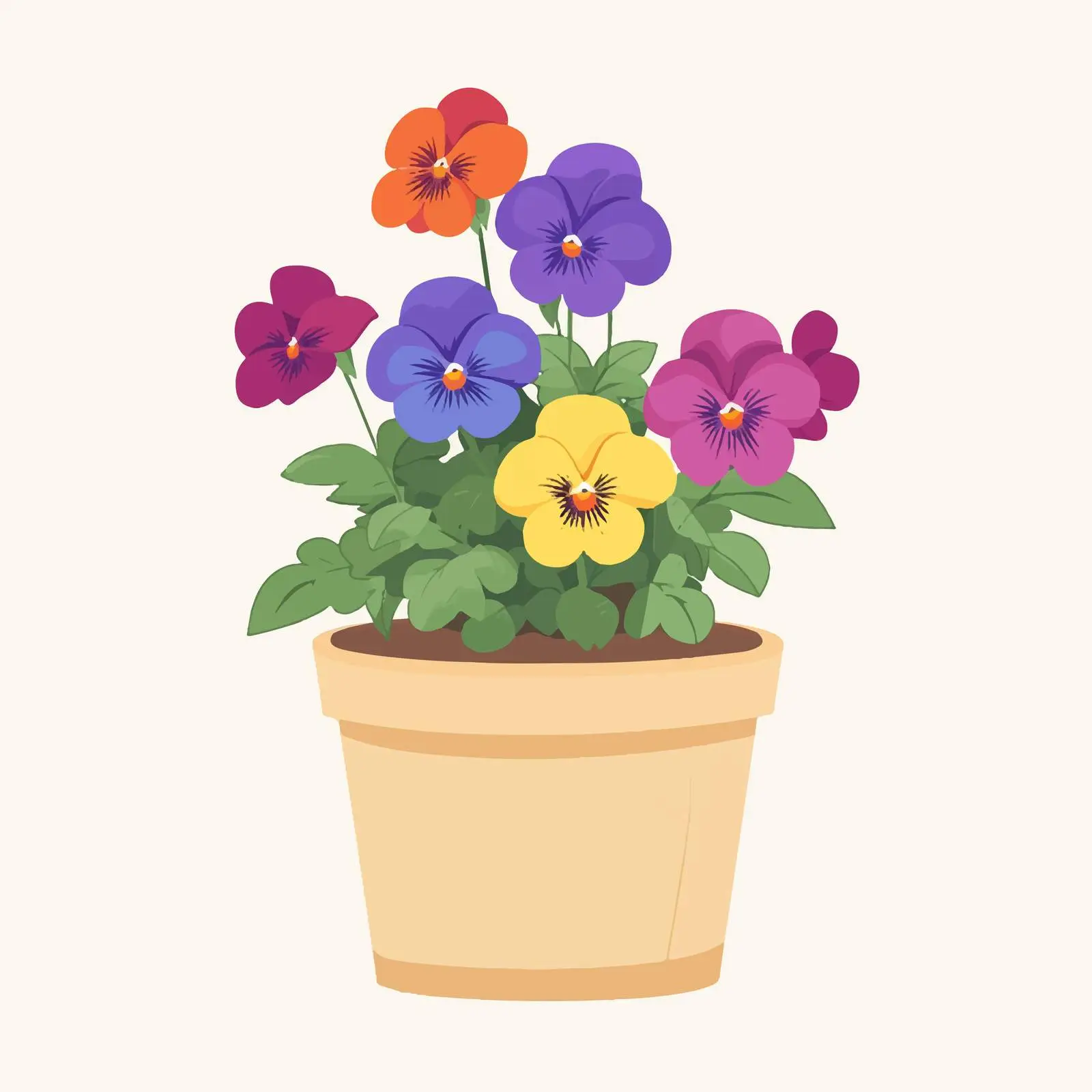 Colorful Wooden Flower Pot with Pansies Vector — free download from Dotvec