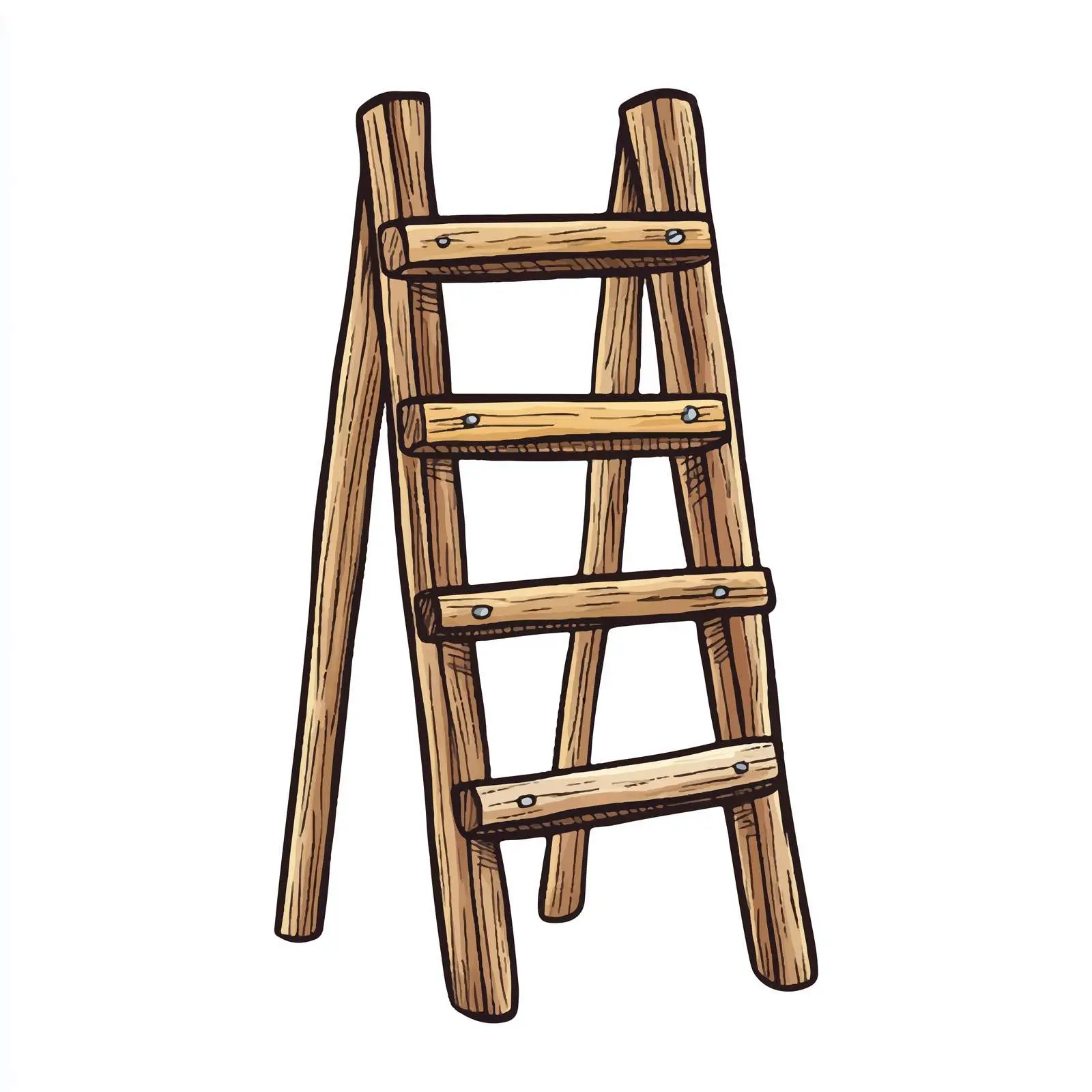 Hand-Drawn Wooden Ladder Cartoon Vector Illustration — free download from Dotvec