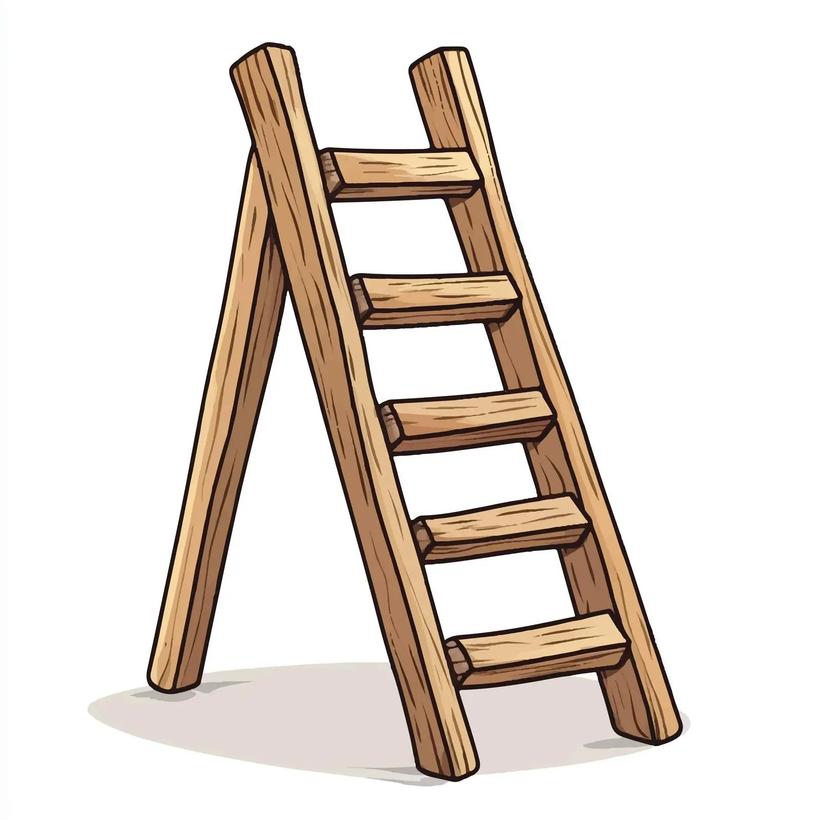 Hand-Drawn Cartoon Wooden Ladder Vector Illustration — free download from Dotvec